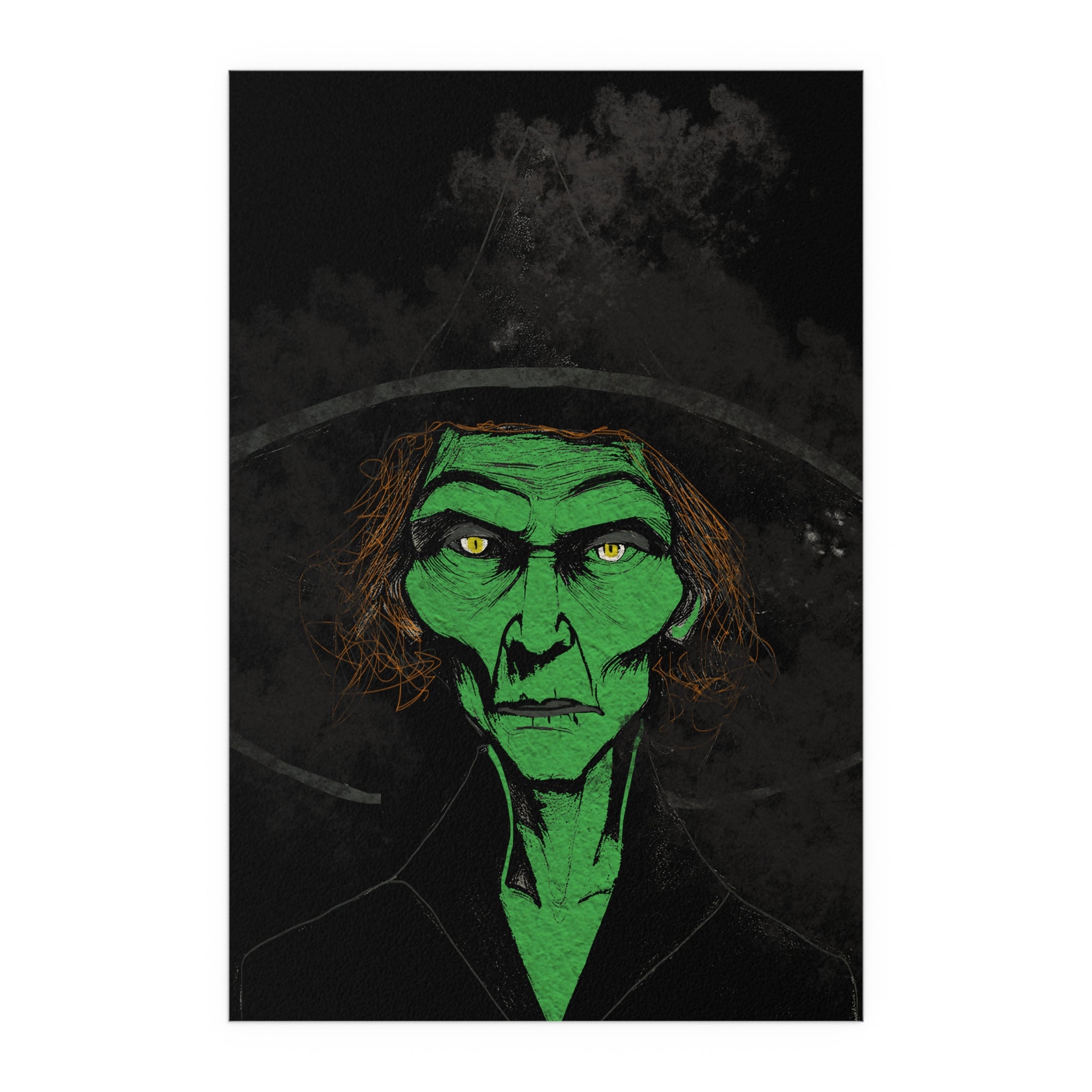 Midwest Mod Mean Green Witch Seasonal Silk Poster, Indoor and Outdoor Decor, Unique Home Decor, Seasonal Decor, Halloween, Witch