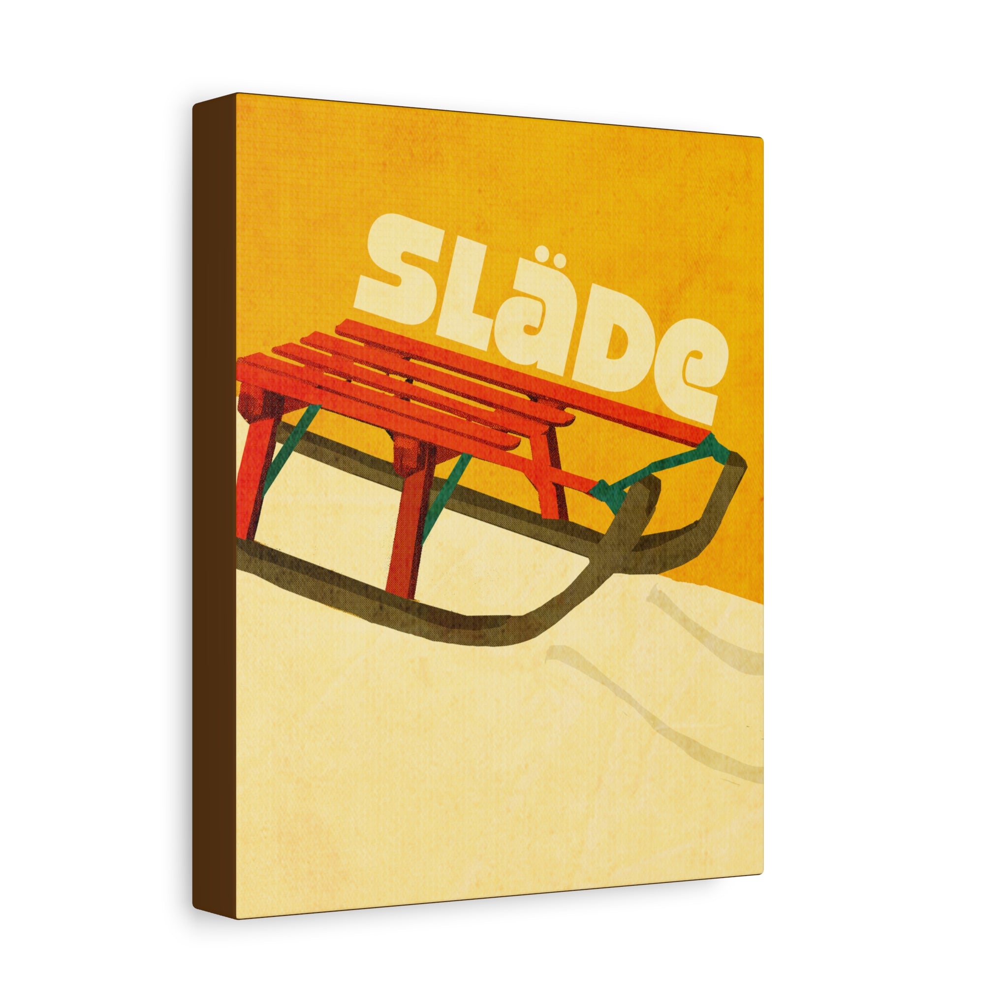 Midwest Mod Seasonal Winter Art Print Snow Sled Swedish Slade - Matte Canvas, Stretched, 1.25"