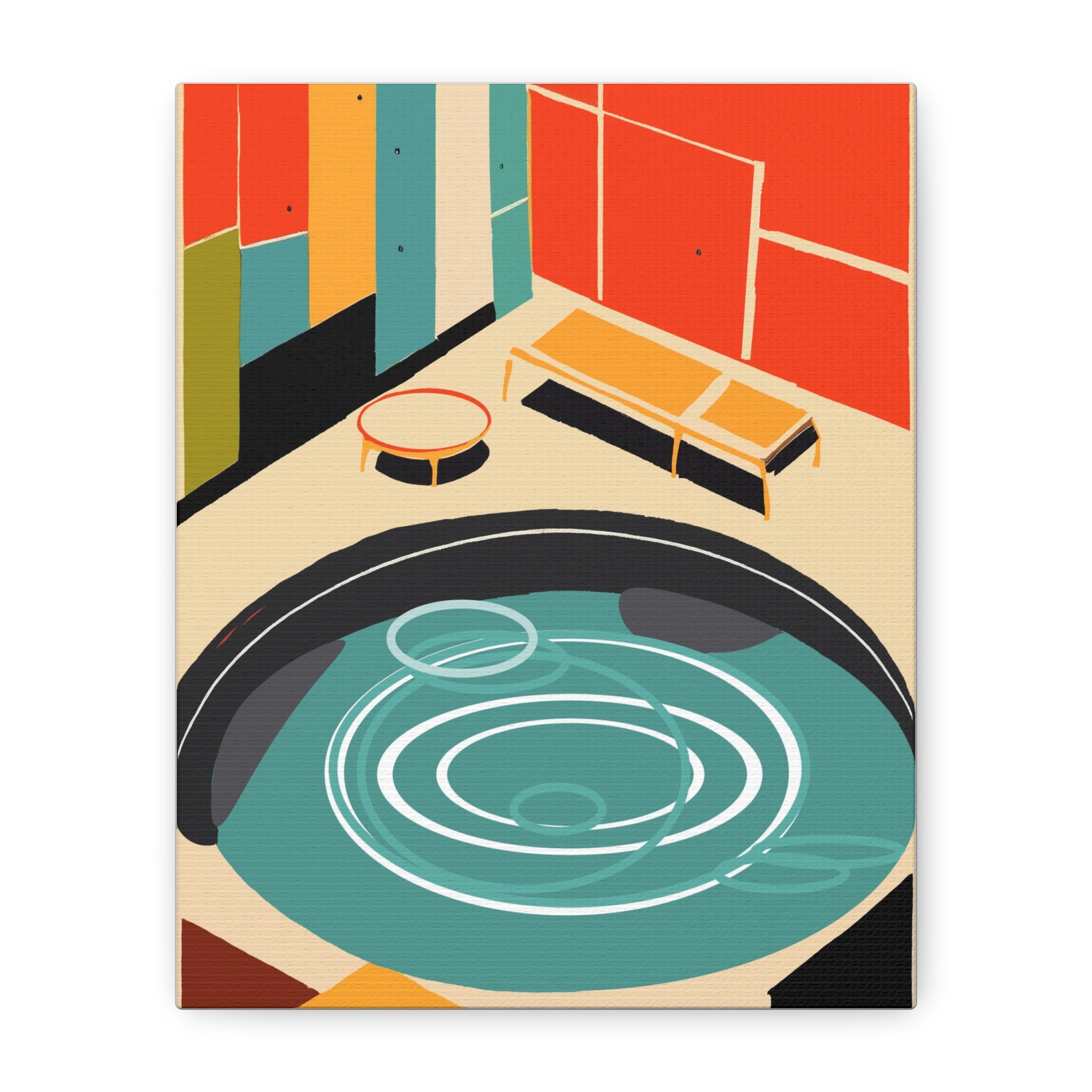 Mid Century Modern Inspired Pool Number Two - Matte Canvas, Stretched, 1.25"