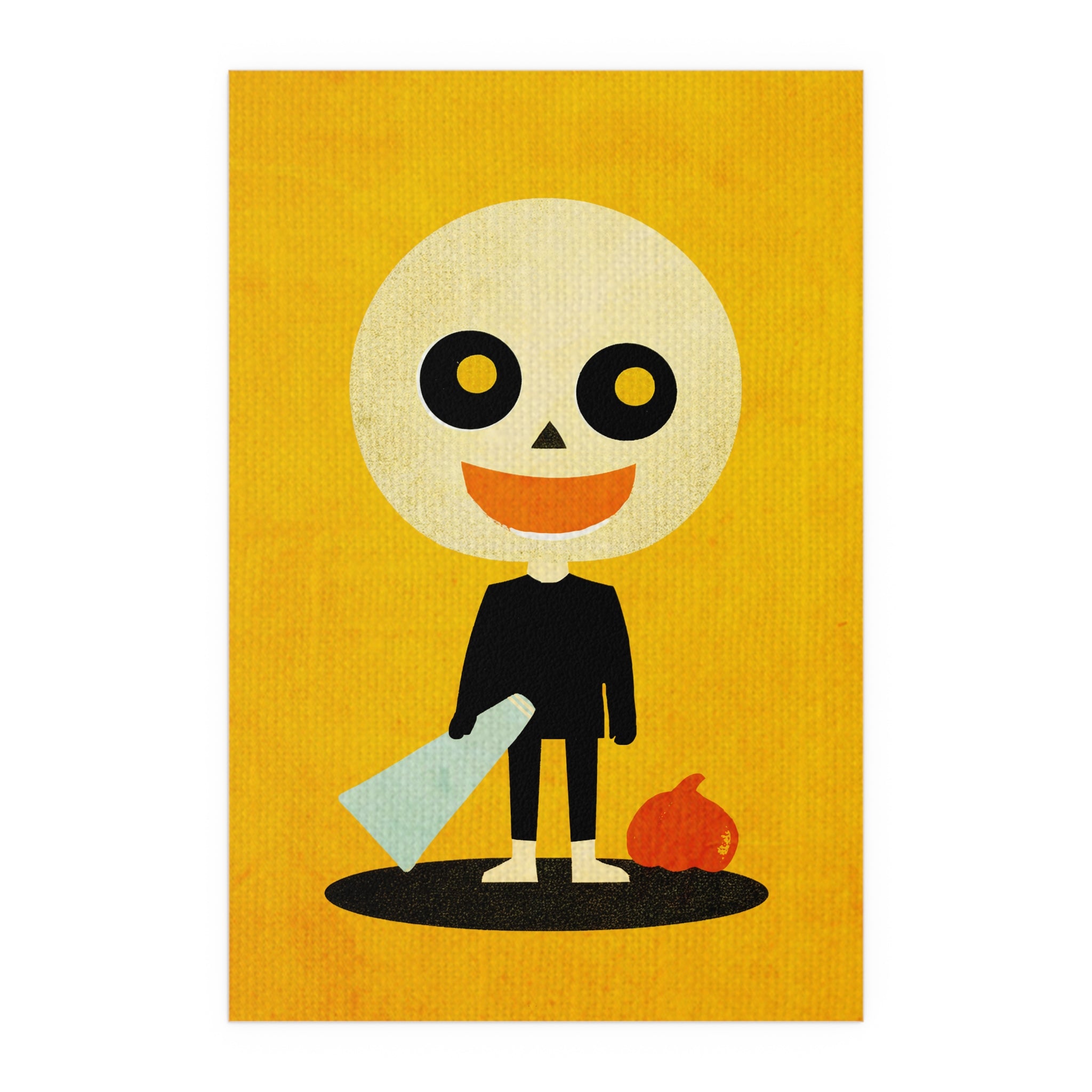 Midwest Mod Pumpkin Head Seasonal Silk Poster, Indoor and Outdoor Decor, Unique Home Decor, Seasonal Decor, Halloween, pumpkin head