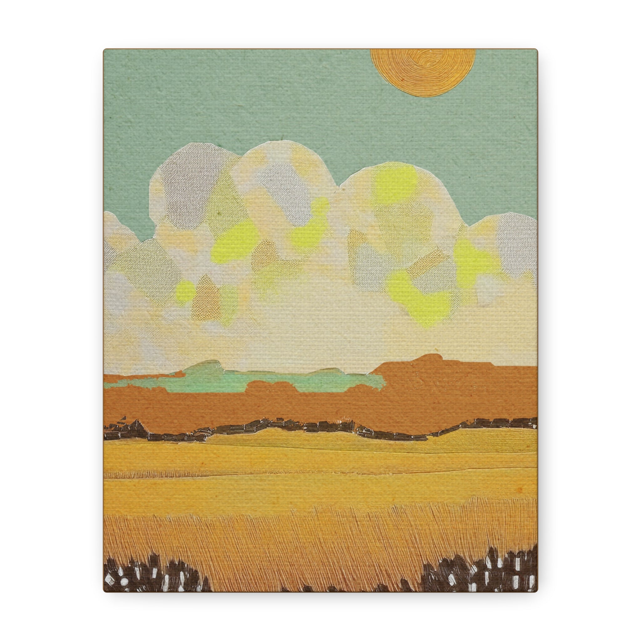 Midwest Mod Cloudy Day Landscape Art Print - Matte Canvas, Stretched, 1.25"