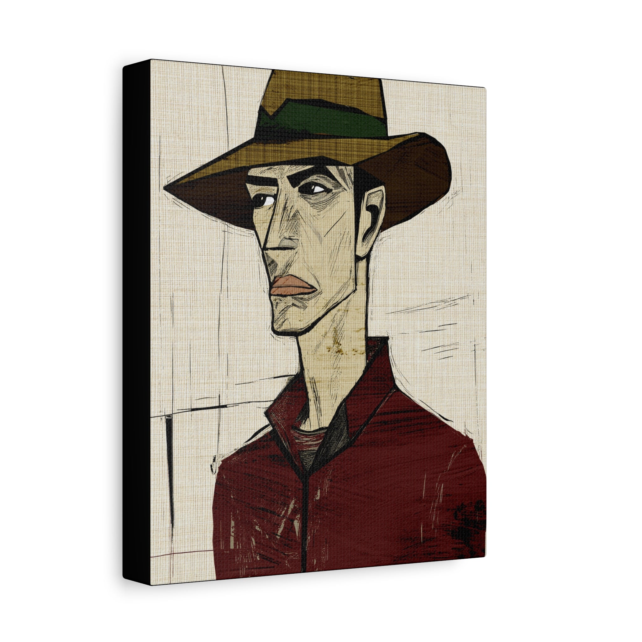 Abstract Cowboy Portrait Collaborative Modern Art Print Number Two - Matte Canvas, Stretched, 1.25"