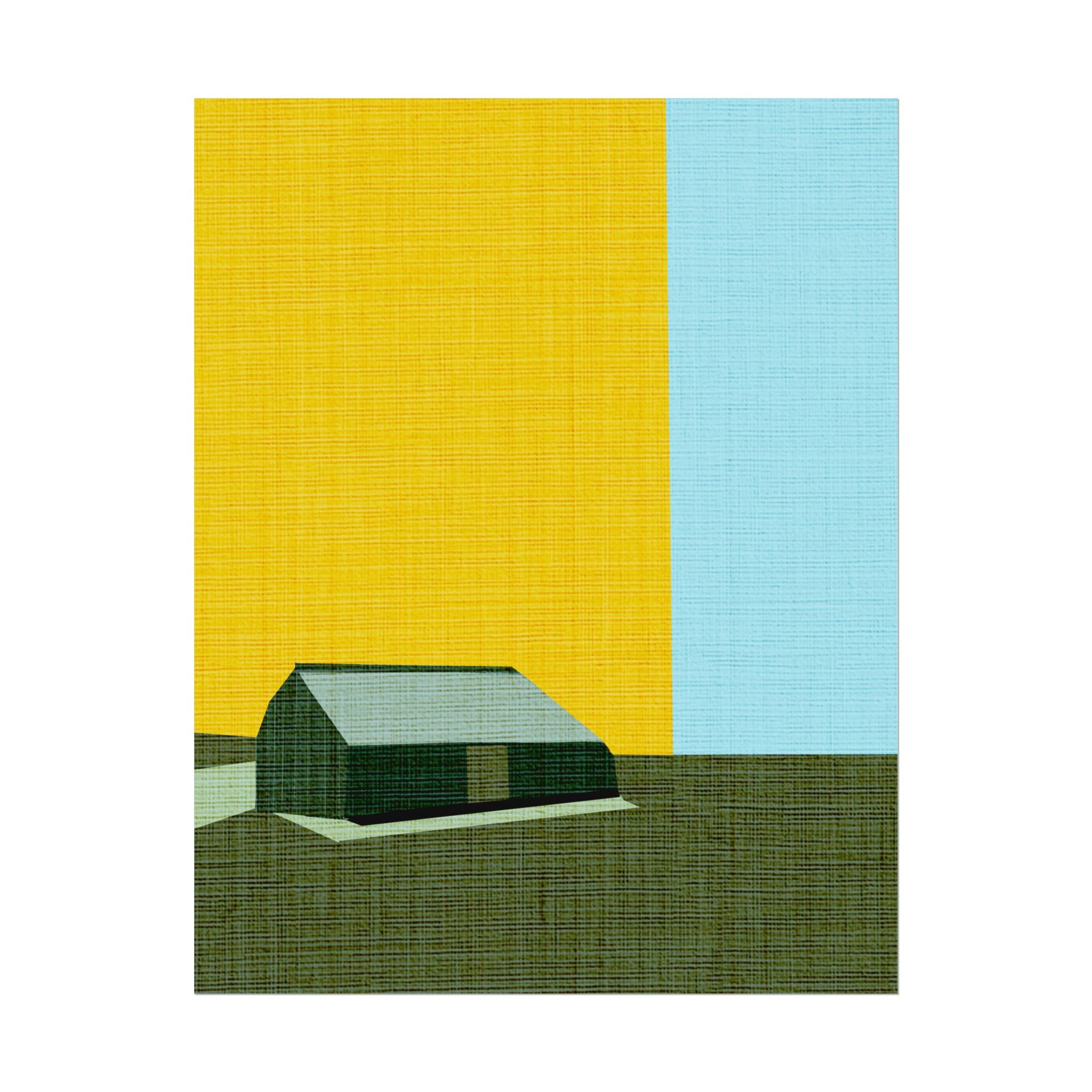 Midwest Modern Prairie Green Barn Landscape Print Rolled Poster | Wall Art, Midwest Mod, Prairie, Architecture