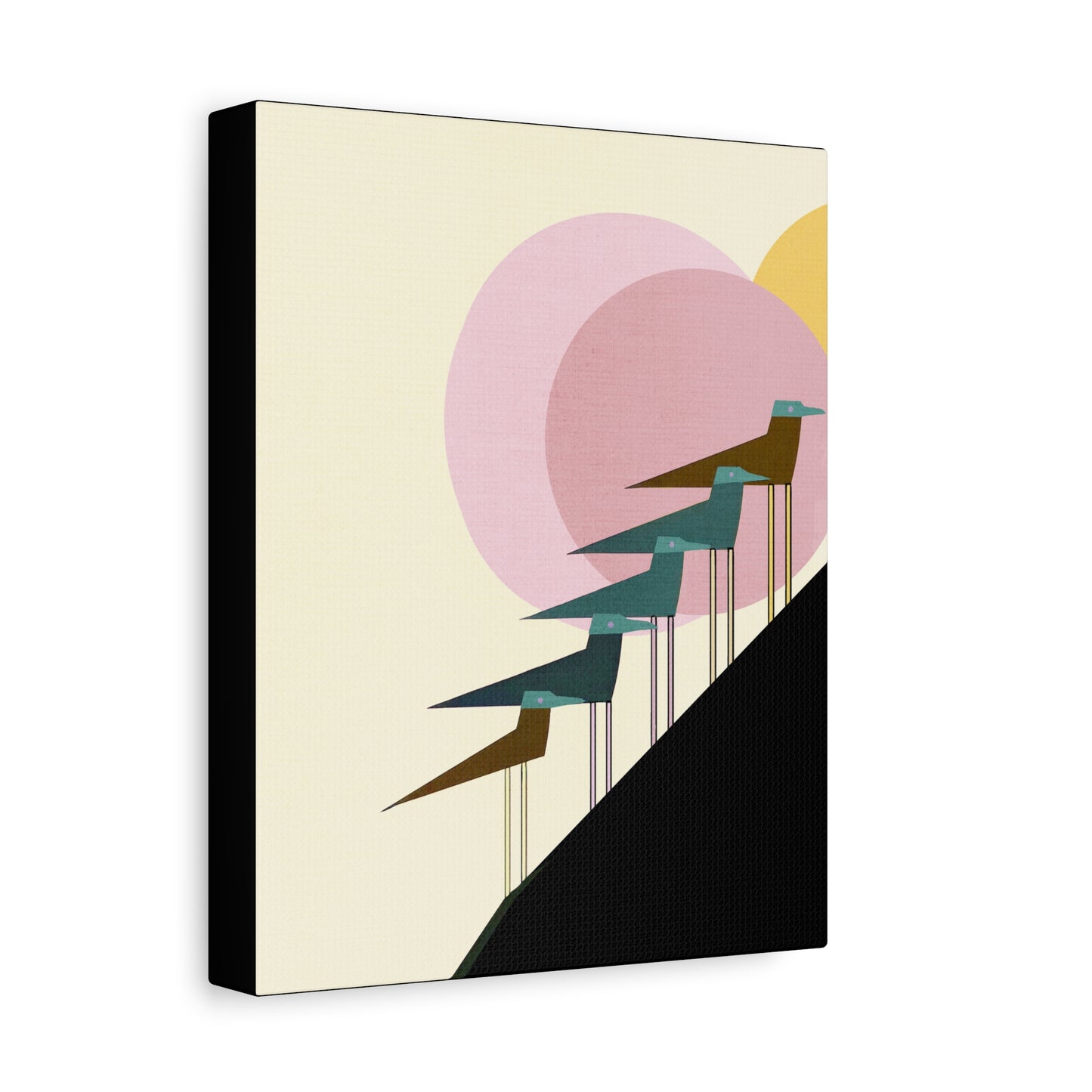 Midwest Modern Retro Shore Birds Art Print - Matte Canvas, Stretched, 1.25"