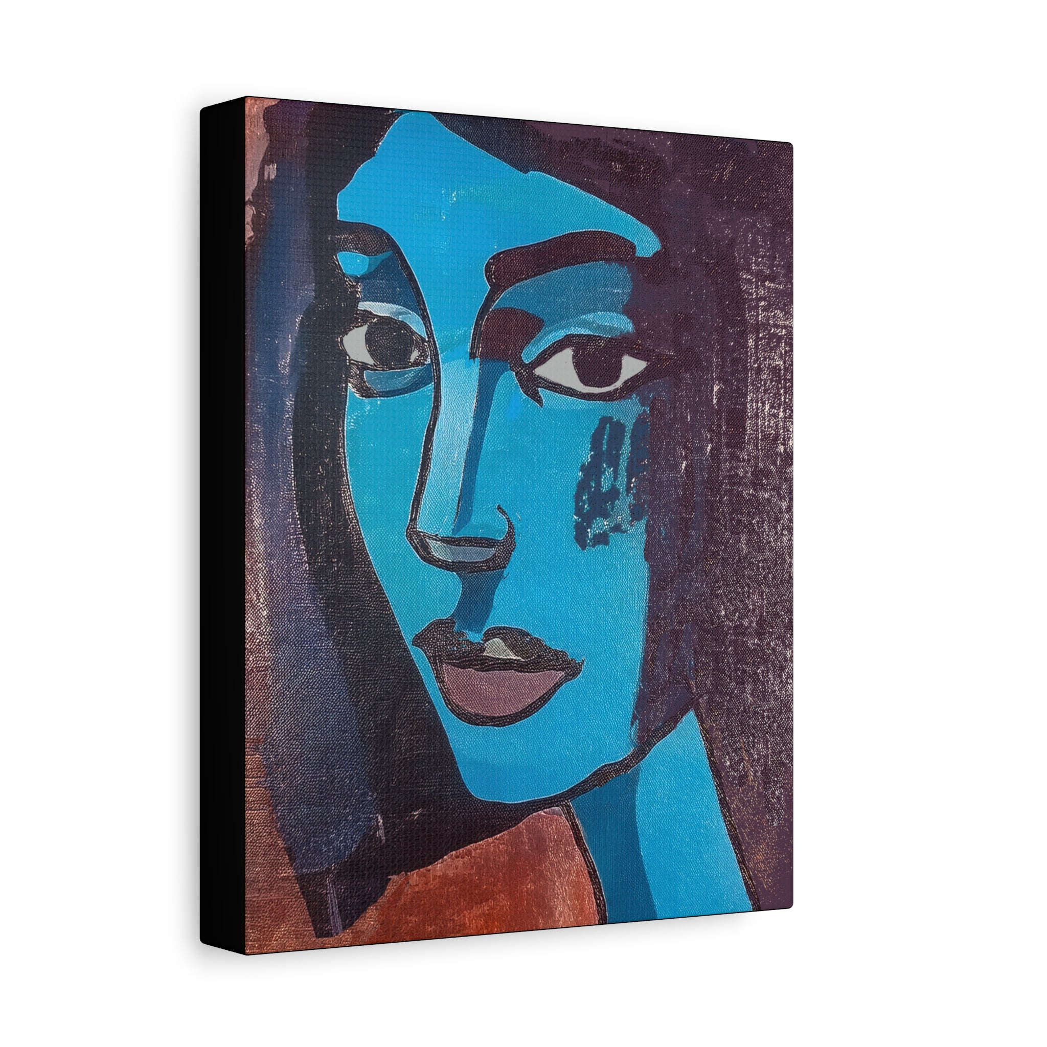 Abstract Midwest Mod Woman Portrait Blue-  Matte Canvas, Stretched, 1.25"