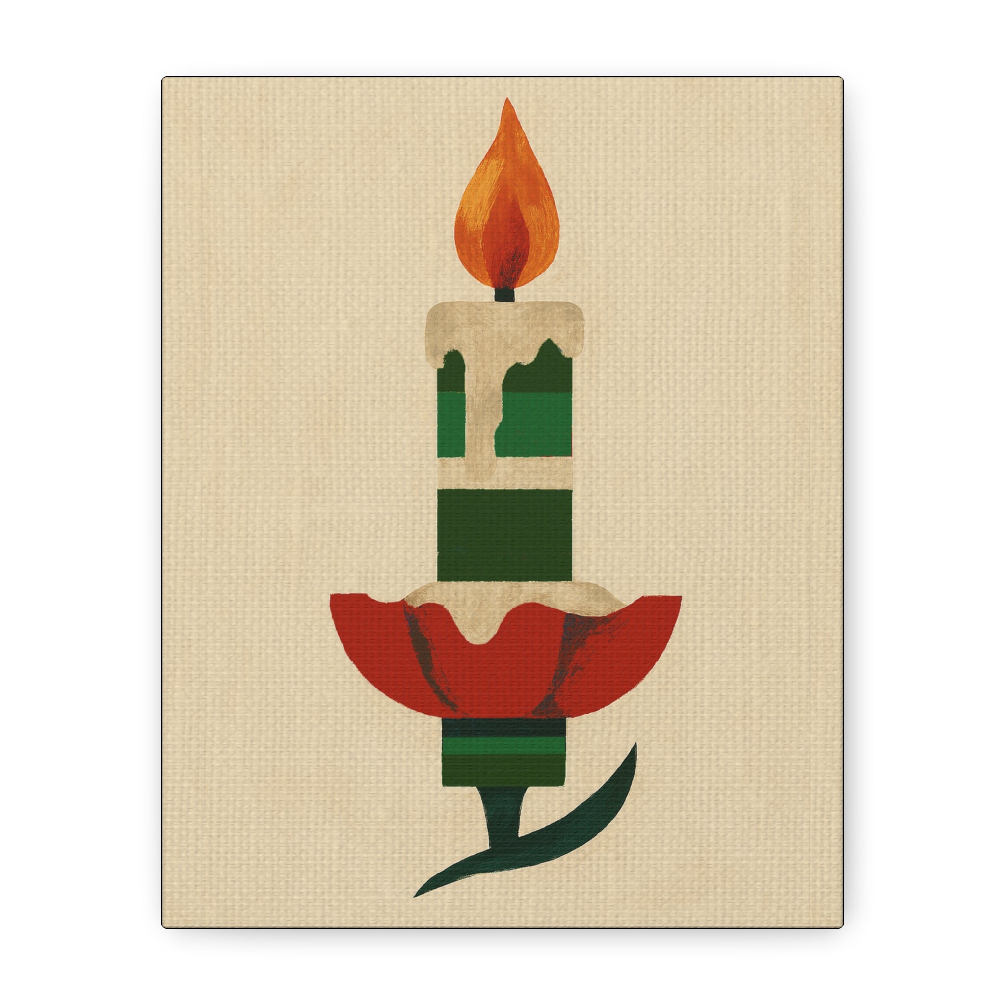 Midwest Mod Seasonal Christmas Art Print -Vintage Clip-On Candle Ornament - Matte Canvas, Stretched, 1.25"