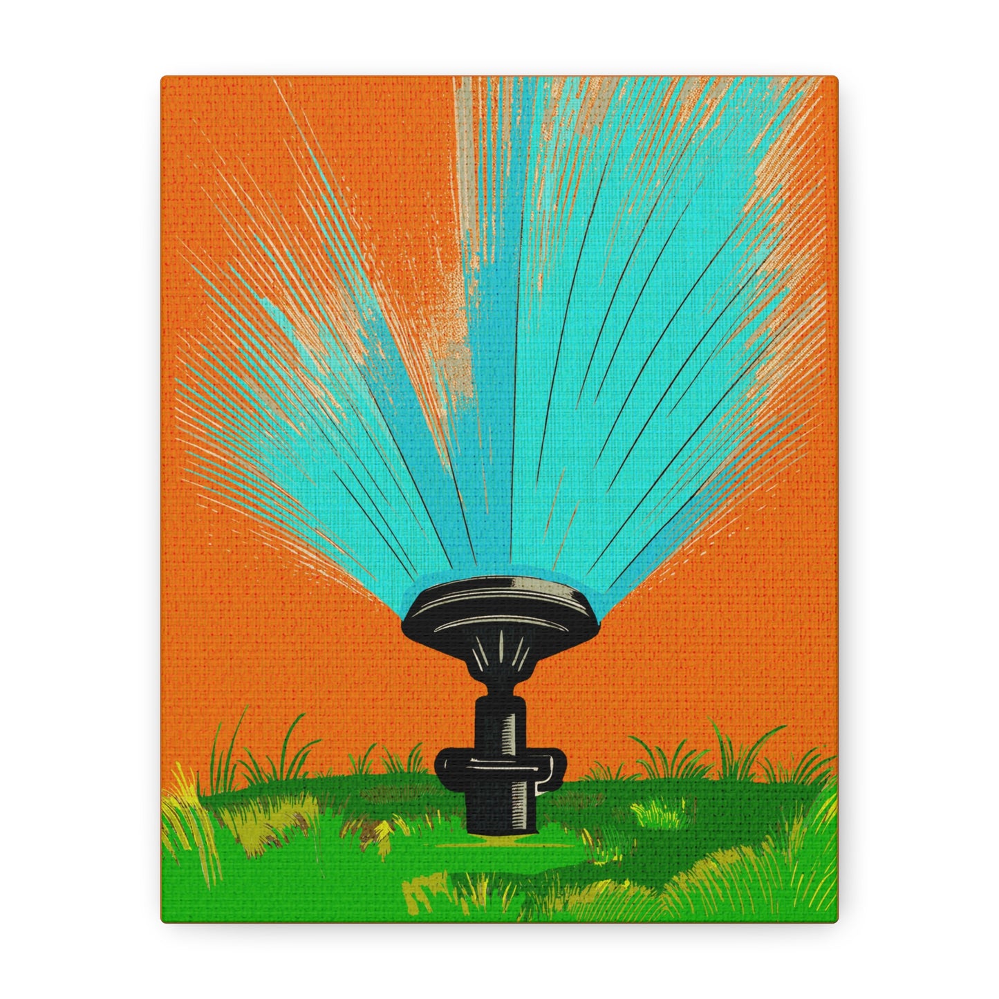 Midwest Modern Summer Sprinkler Pop Art Print - Matte Canvas, Stretched, 1.25"