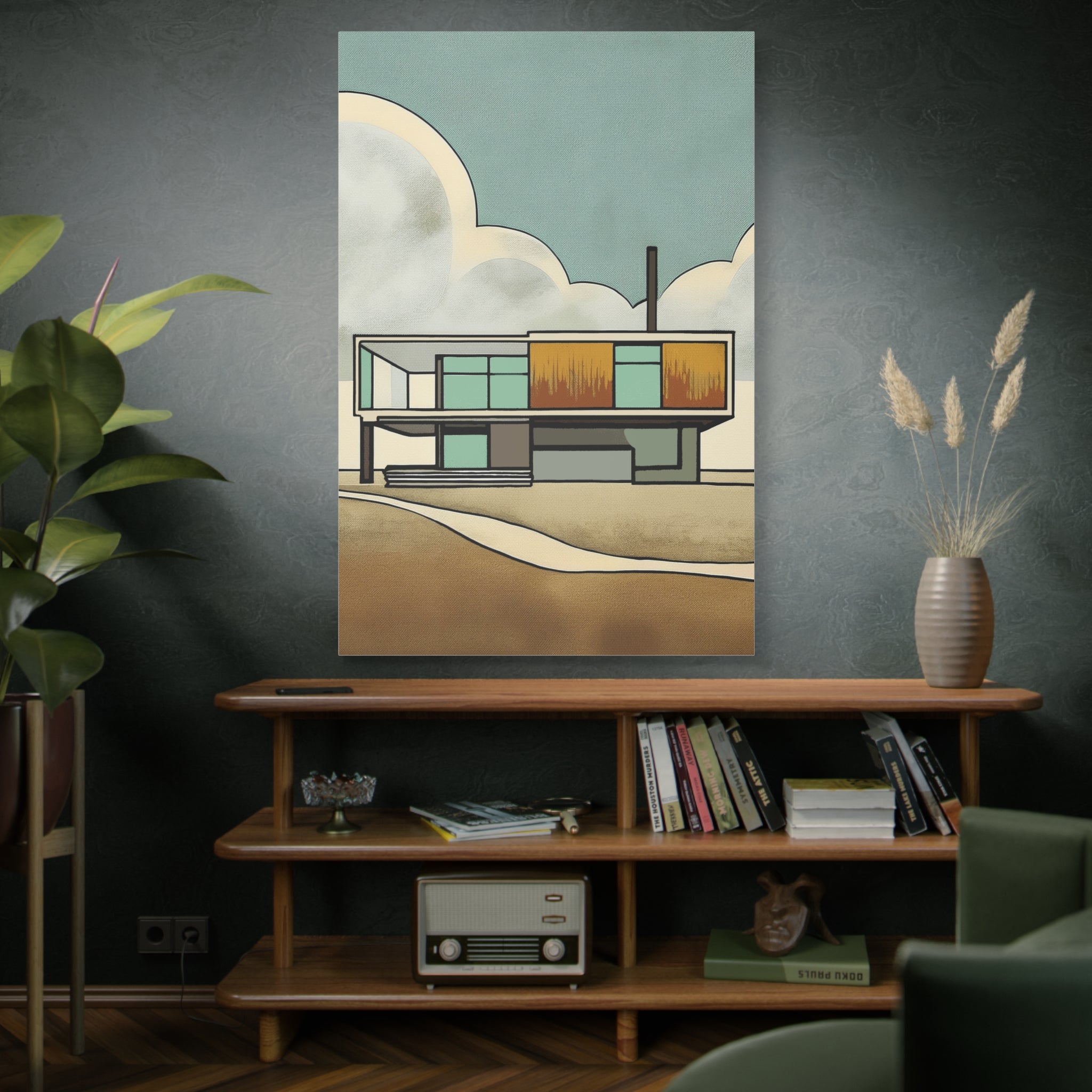 Mid Century Modern House on the Prairie - Matte Canvas, Stretched, 1.25"