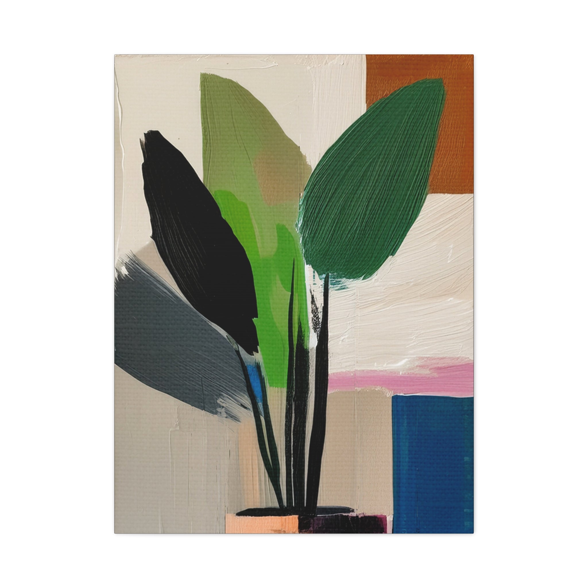 Midwest Mod Abstract Houseplant Plant Art Print No. 400 - Matte Canvas, Stretched, 1.25"