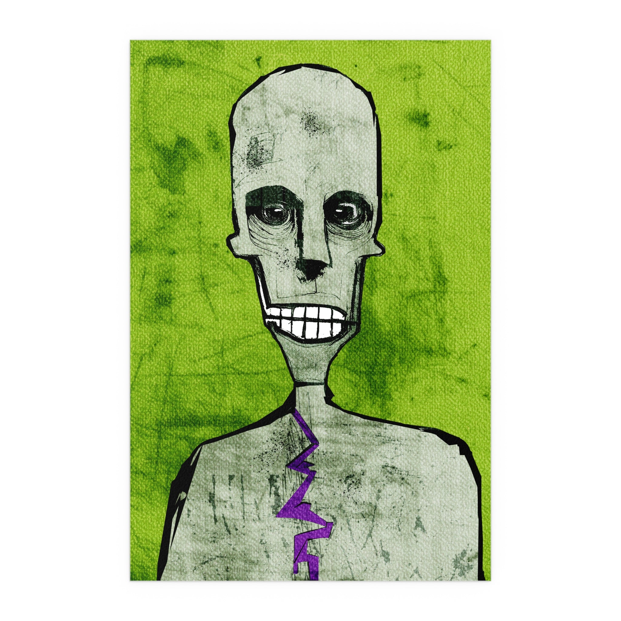 Midwest Mod Smiling Zombie Seasonal Silk Poster, Indoor and Outdoor Decor, Unique Home Decor, Seasonal Decor, Halloween, Zombie