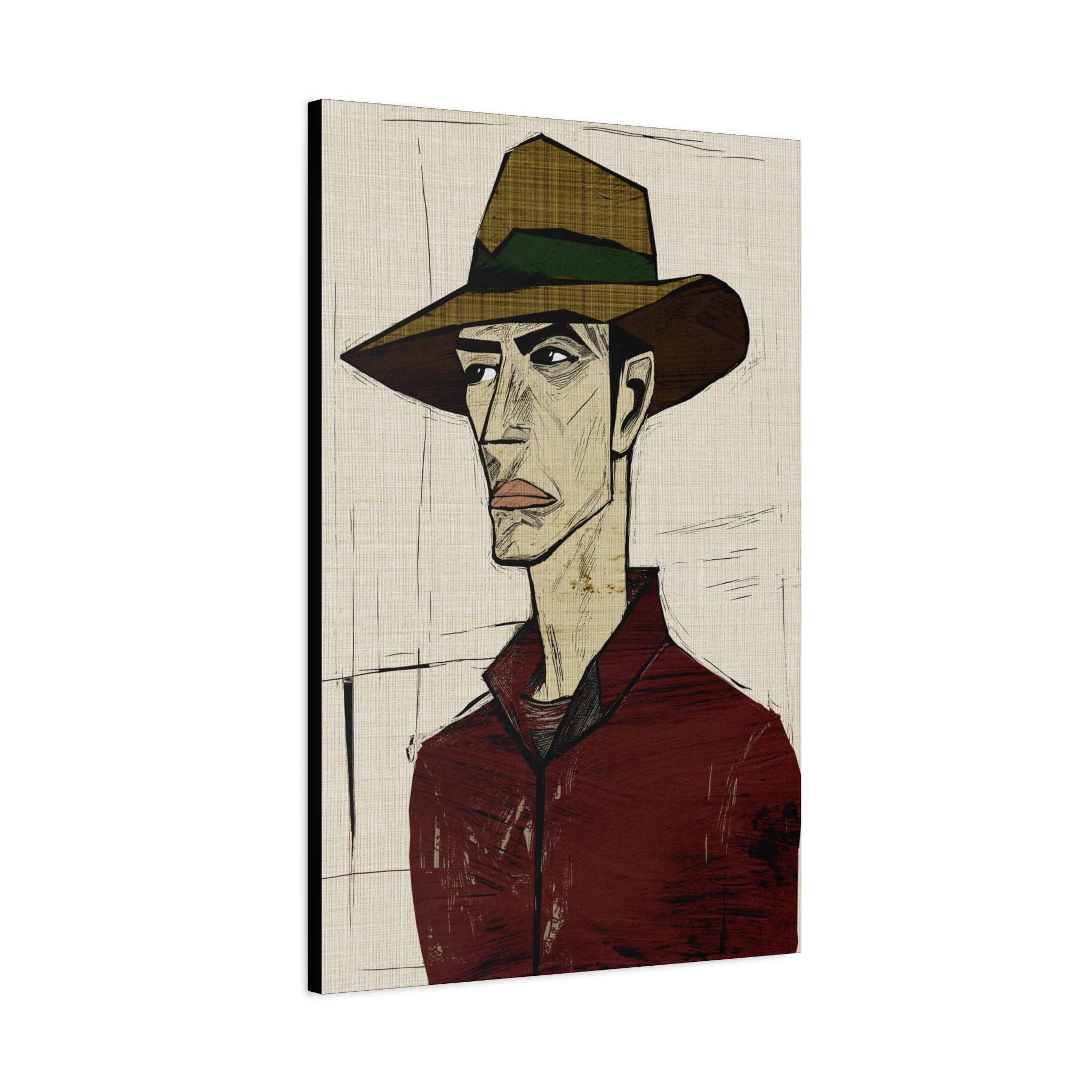 Abstract Cowboy Portrait Collaborative Modern Art Print Number Two - Matte Canvas, Stretched, 1.25"