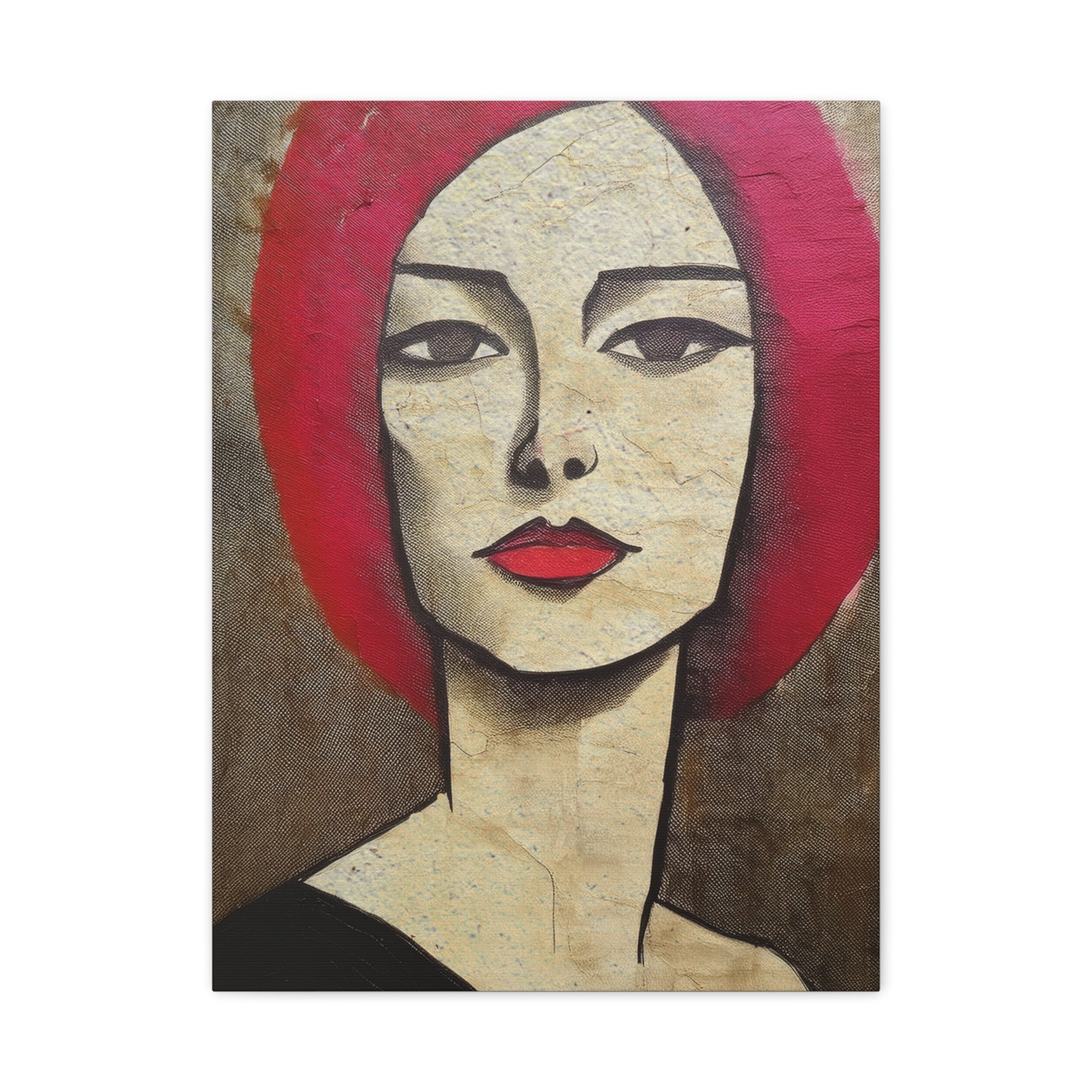 Abstract Woman Girl Portrait Pink Positive Print - Matte Canvas, Stretched, 1.25"