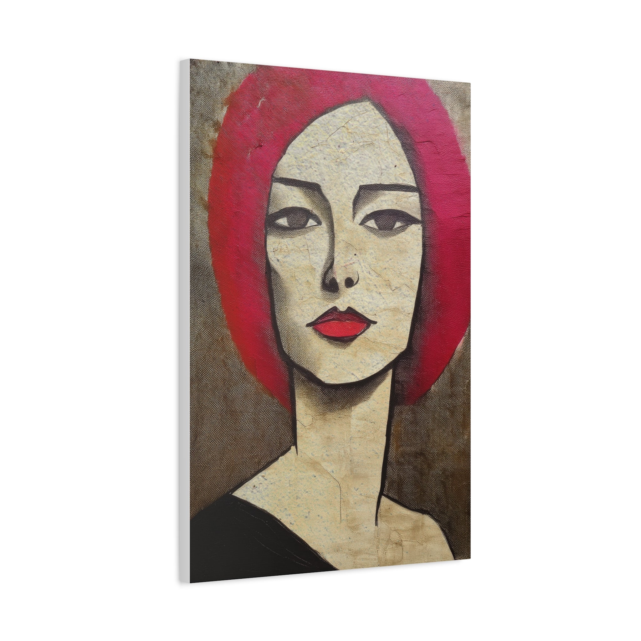 Abstract Woman Girl Portrait Pink Positive Print - Matte Canvas, Stretched, 1.25"