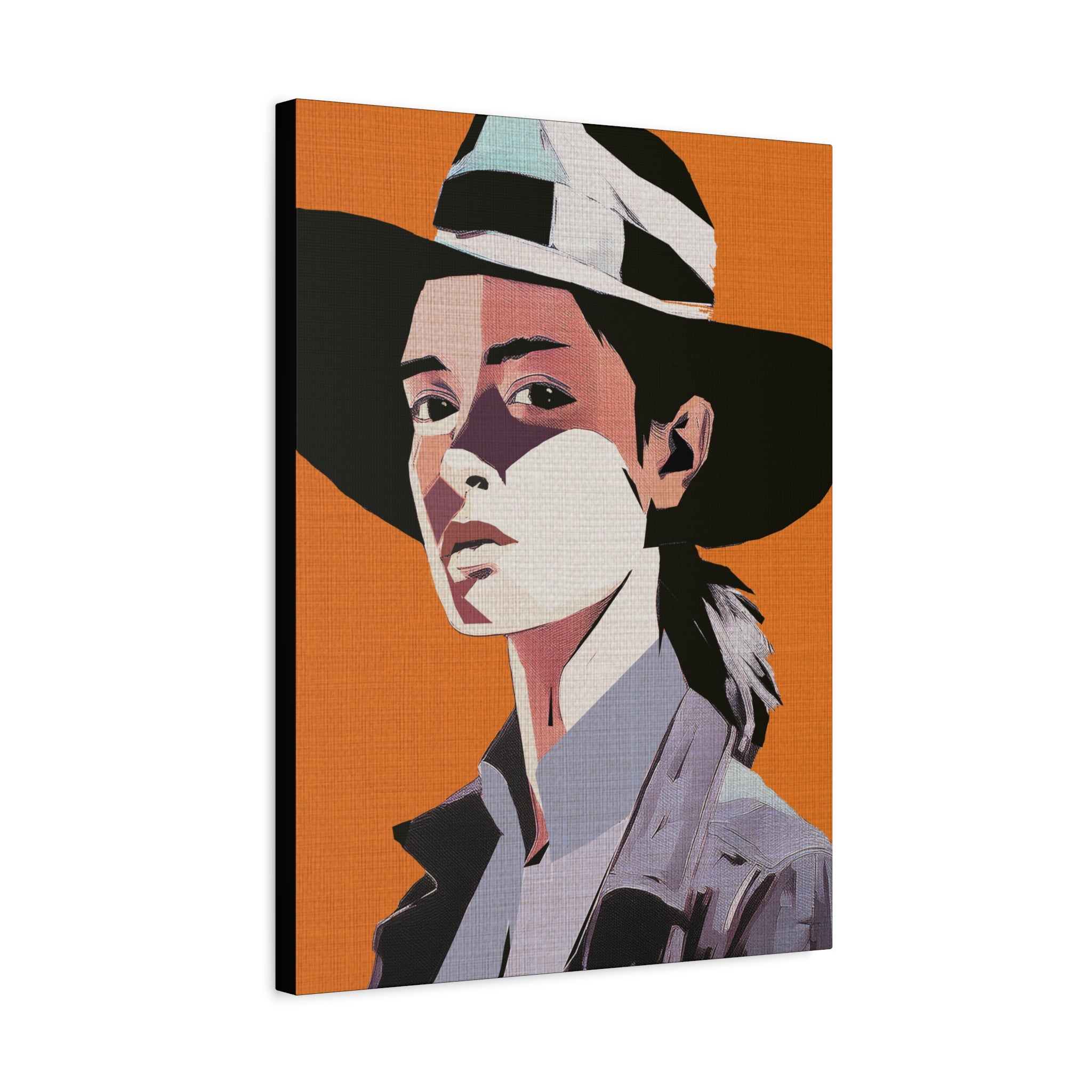 Abstract Cowgirl Portrait Collaborative Modern Art Print - Matte Canvas, Stretched, 1.25"