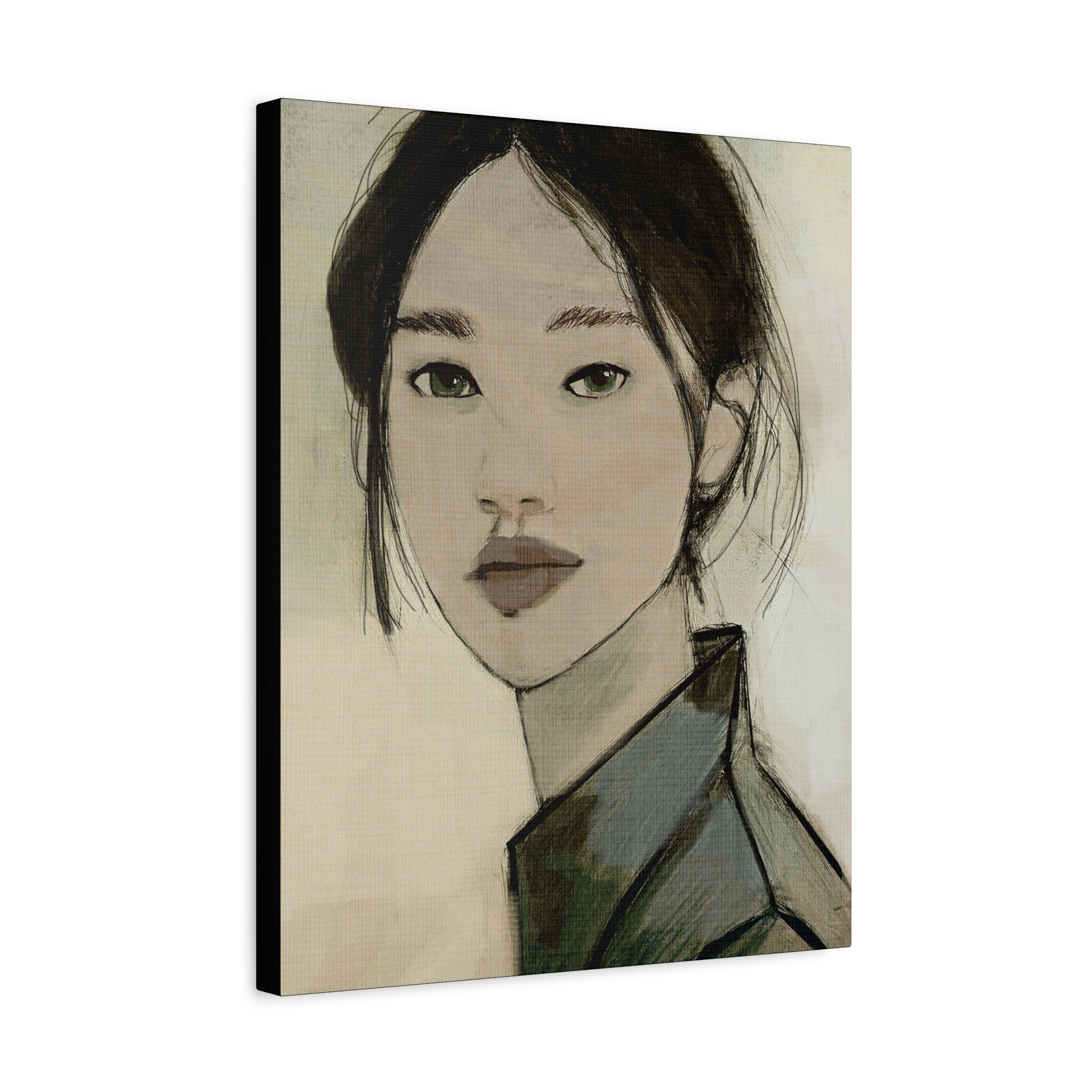 Abstract Woman Portrait Collaborative Modern Art Print Number Three- Matte Canvas, Stretched, 1.25"