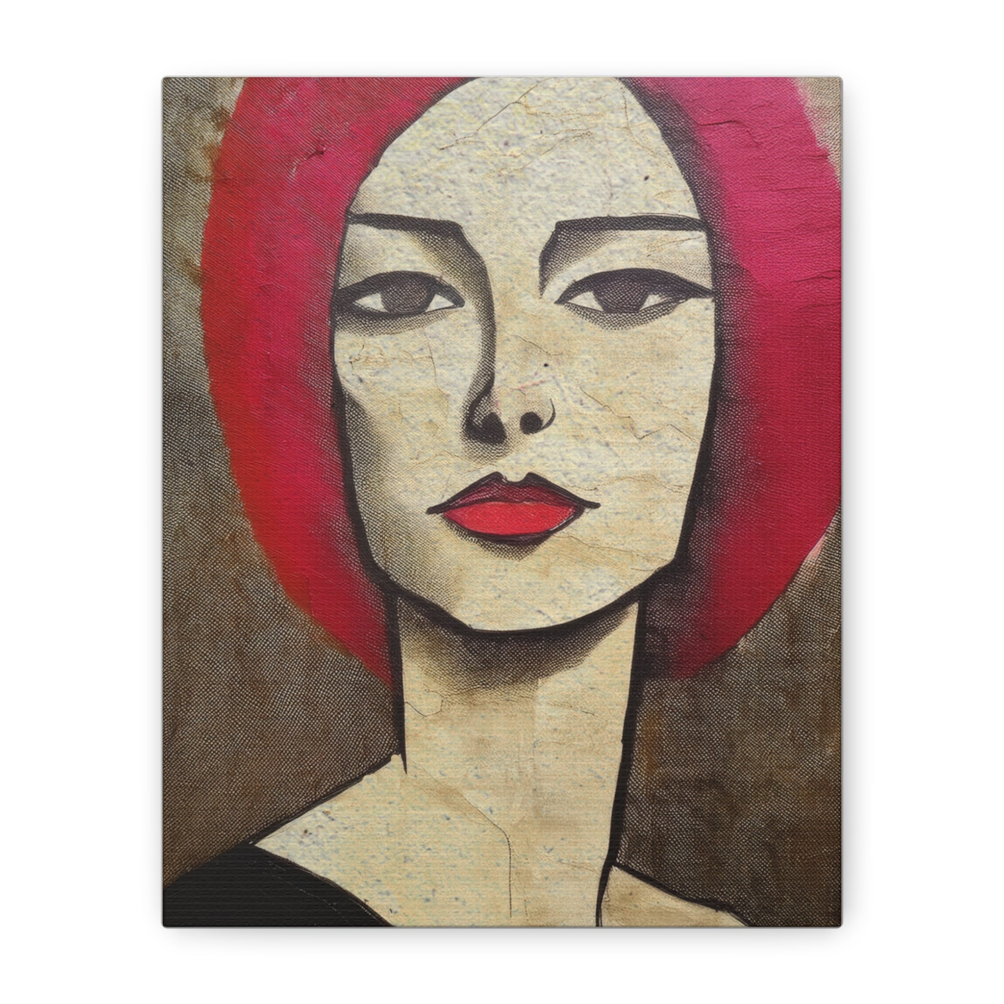 Abstract Woman Girl Portrait Pink Positive Print - Matte Canvas, Stretched, 1.25"