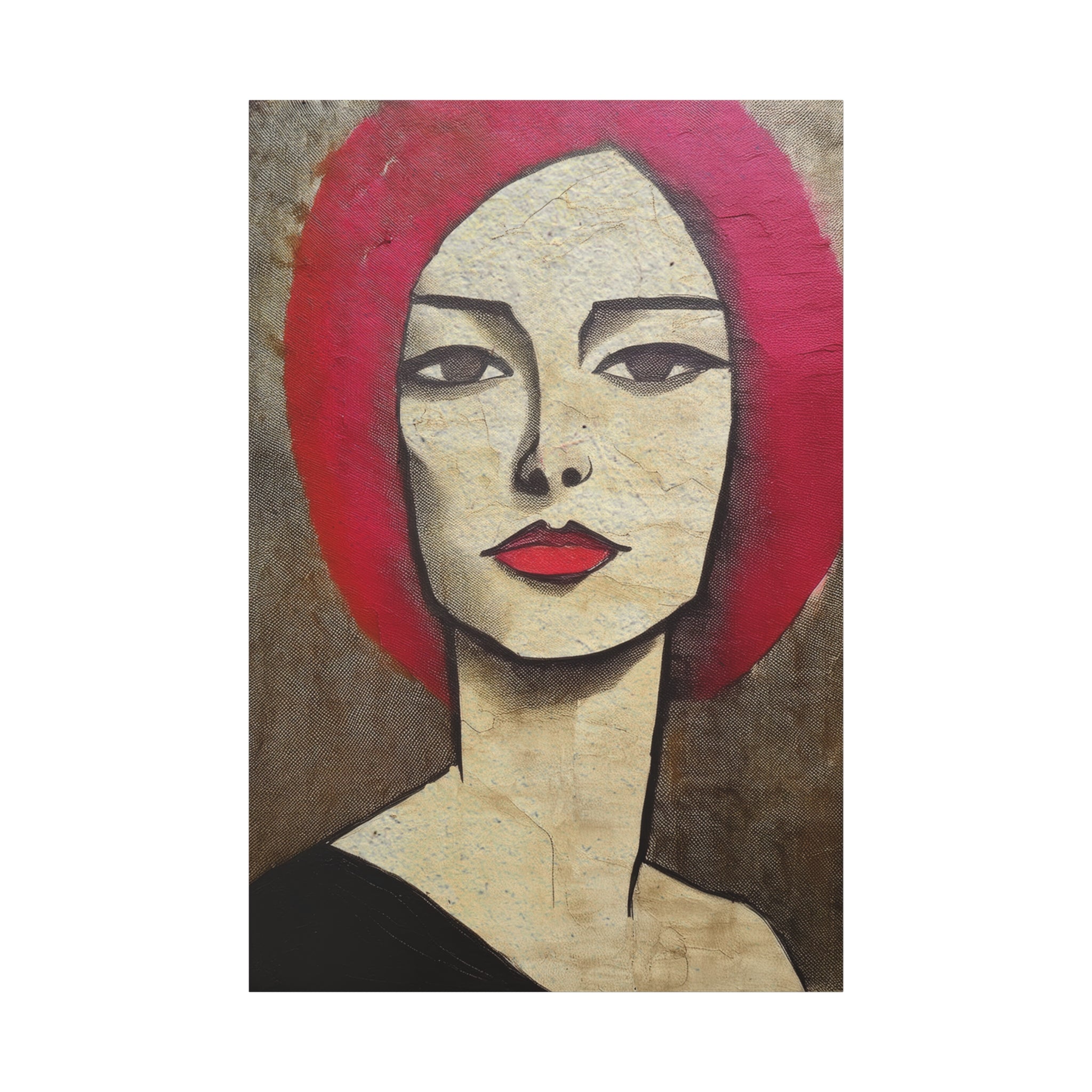 Abstract Woman Girl Portrait Pink Positive Print - Matte Canvas, Stretched, 1.25"