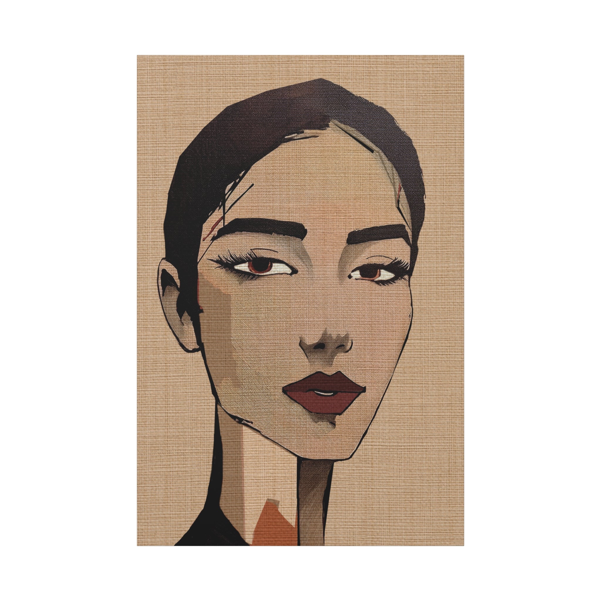 Abstract Woman Portrait Short Hair Don't Care Art Print - Matte Canvas, Stretched, 1.25"