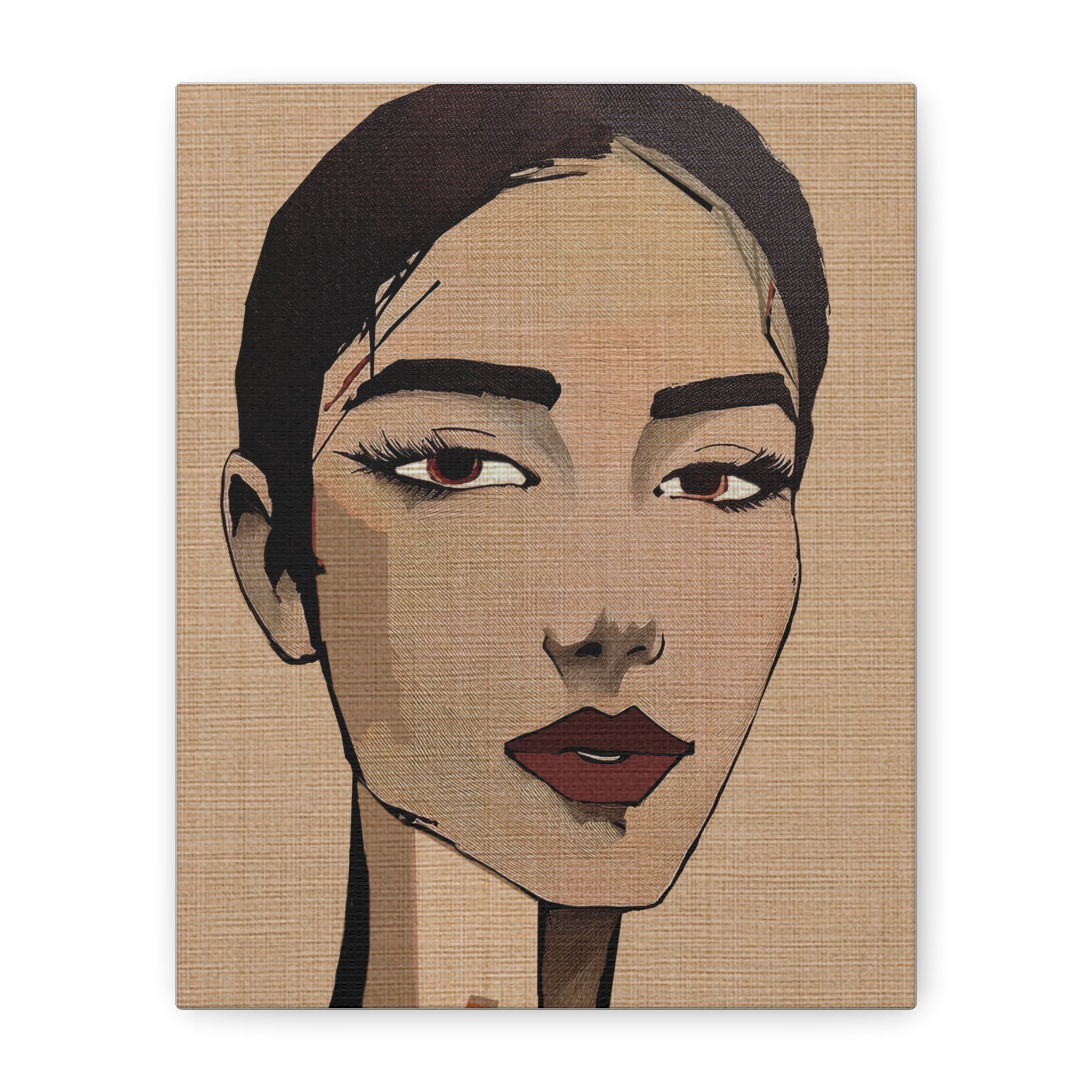 Abstract Woman Portrait Short Hair Don't Care Art Print - Matte Canvas, Stretched, 1.25"