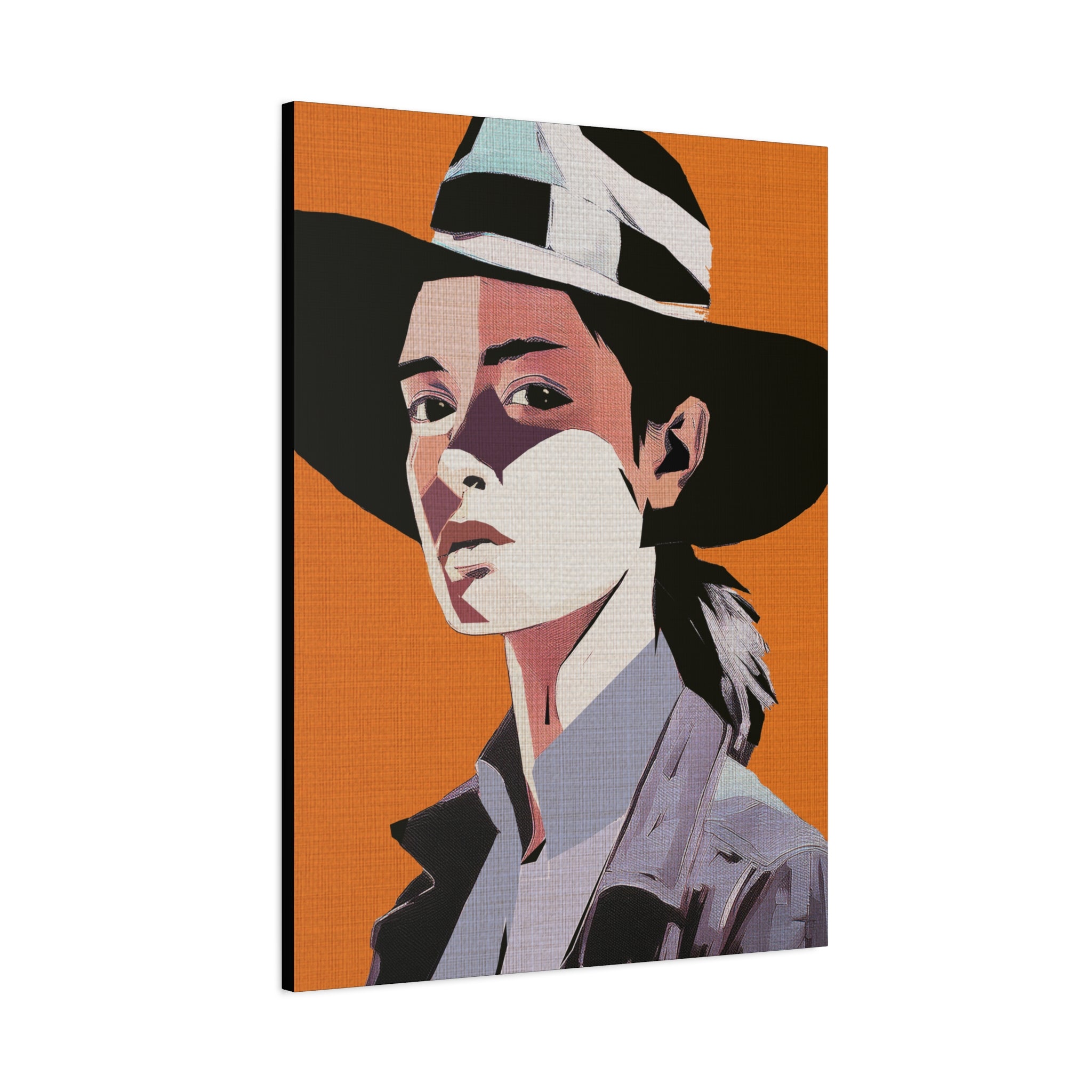 Abstract Cowgirl Portrait Collaborative Modern Art Print - Matte Canvas, Stretched, 1.25"