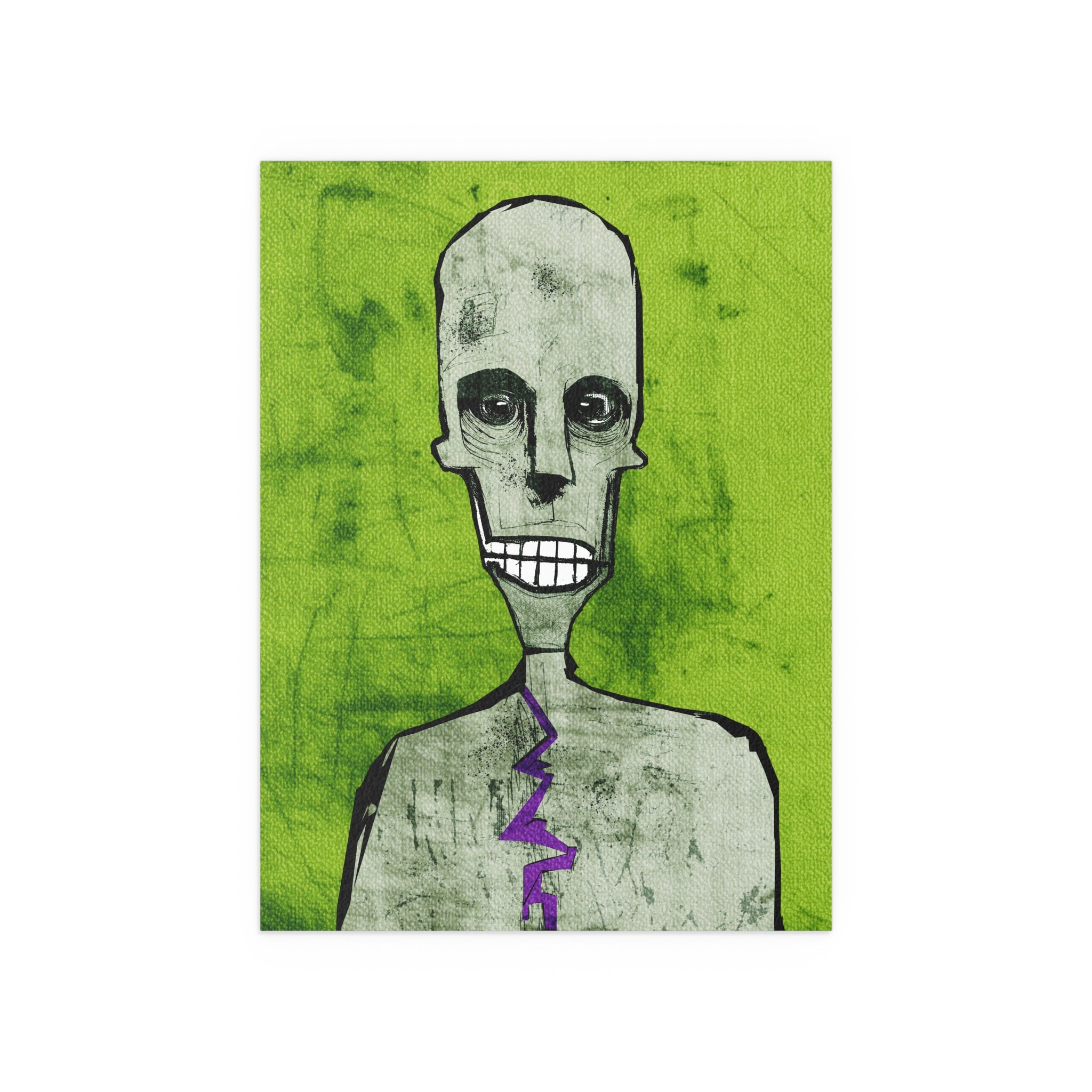 Midwest Mod Smiling Zombie Seasonal Silk Poster, Indoor and Outdoor Decor, Unique Home Decor, Seasonal Decor, Halloween, Zombie