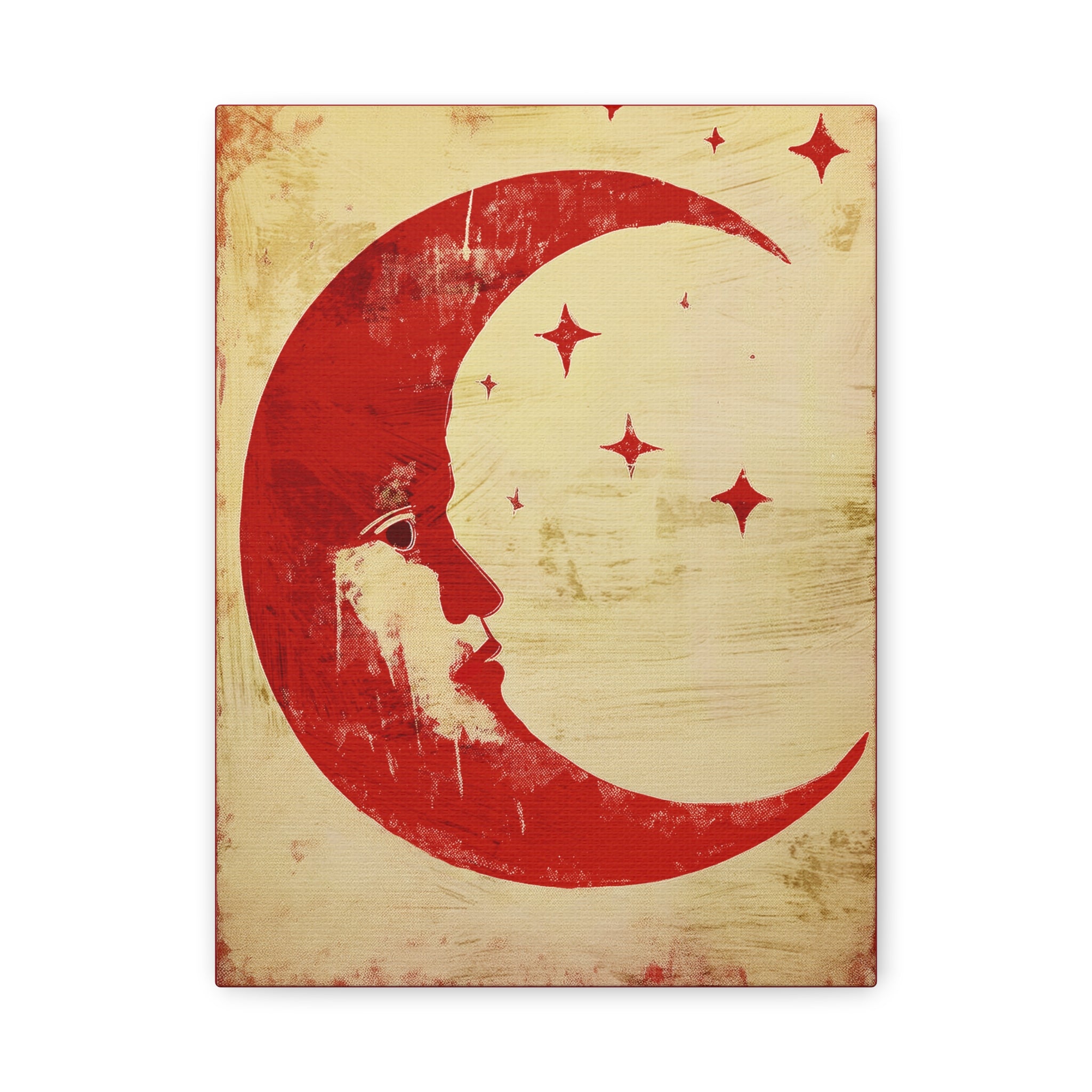 Crescent Blood Moon Man Art Print  - Matte Canvas, Stretched, 1.25"
