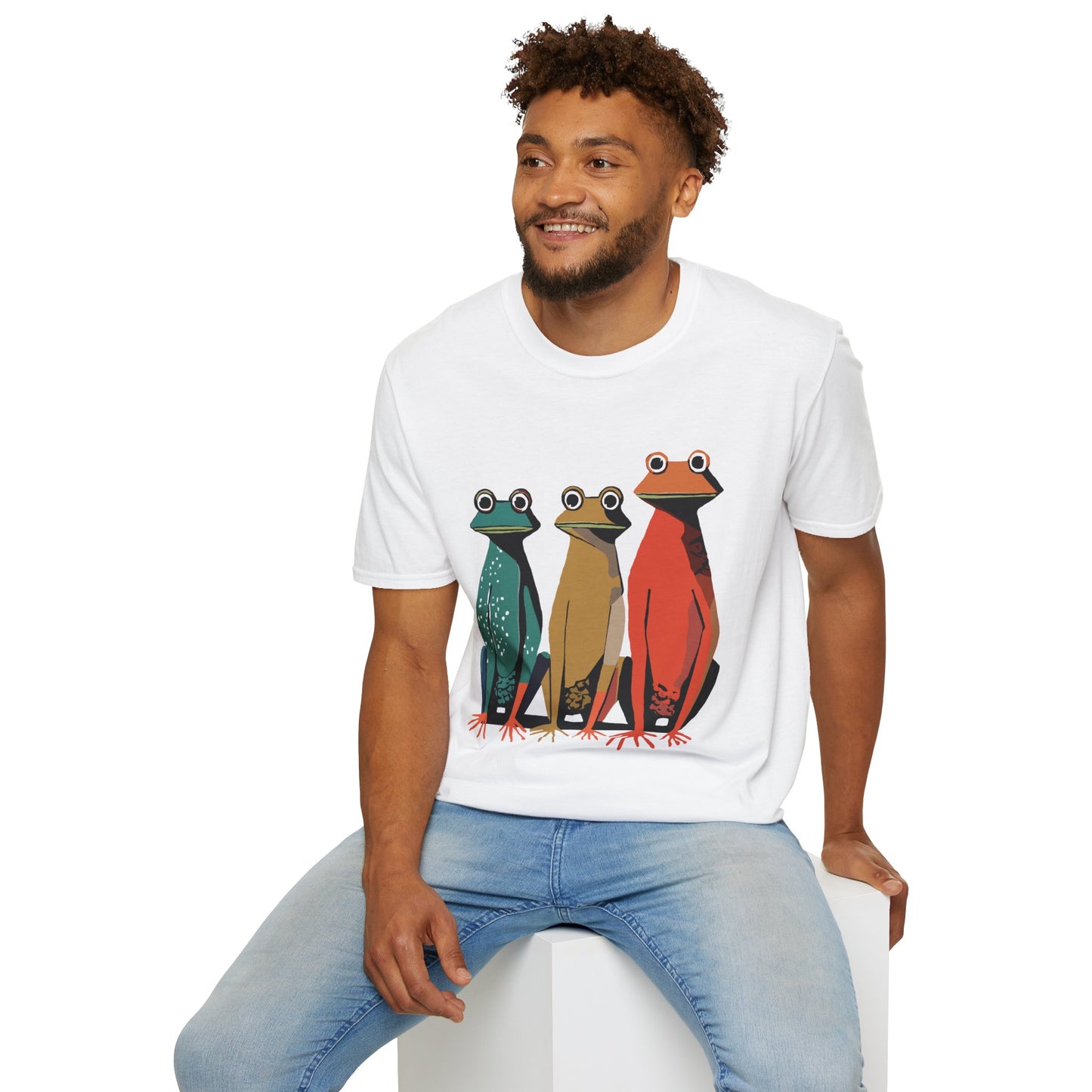 Three Frog Friends Graphic Art Print - 100% Cotton T-Shirt