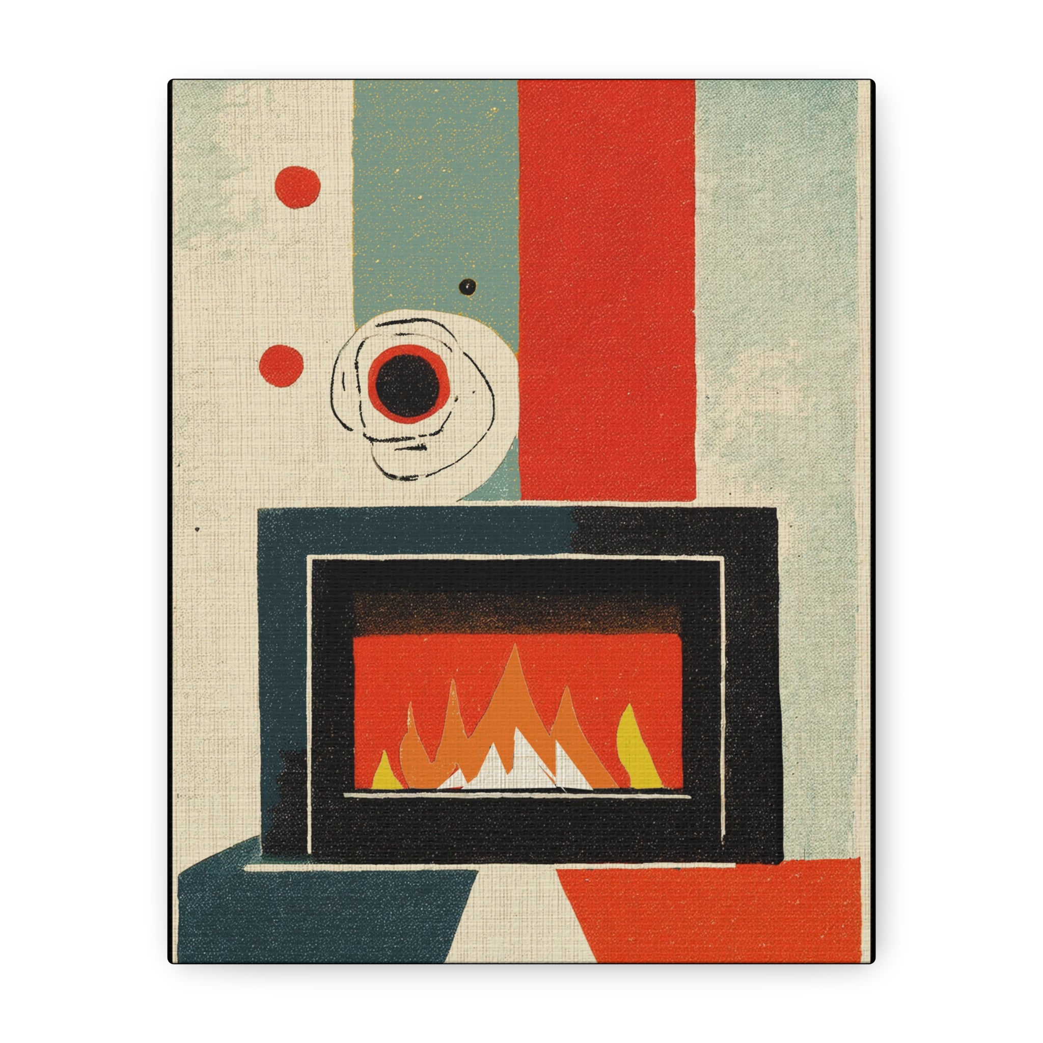 Mid Century Modern Fireplace No. 4 Art Print - Matte Canvas, Stretched, 1.25"