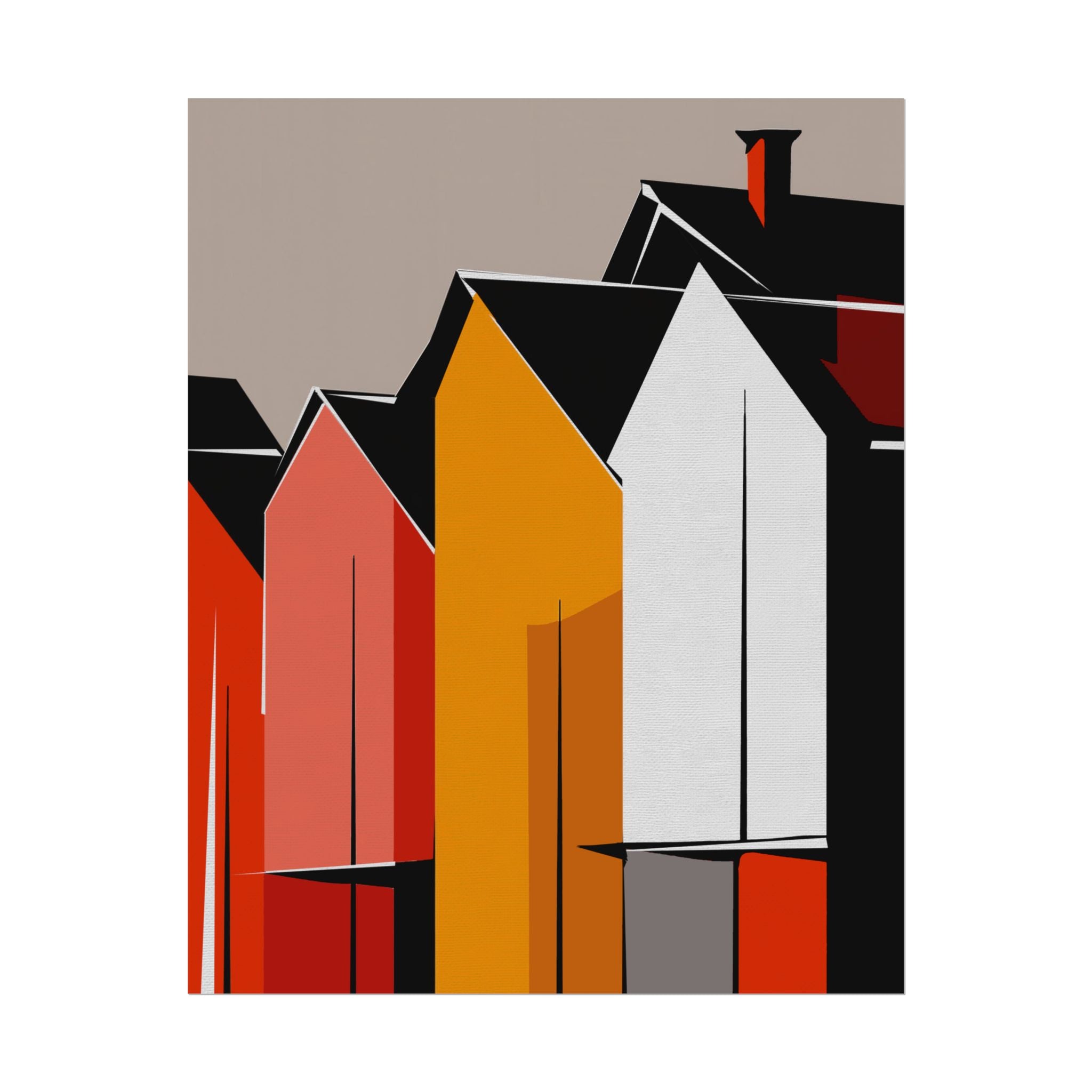 Mid Century Modern Inspired Houses Homes Art Print Rolled Poster | Wall Art, Midwest Mod, Prairie, Architecture