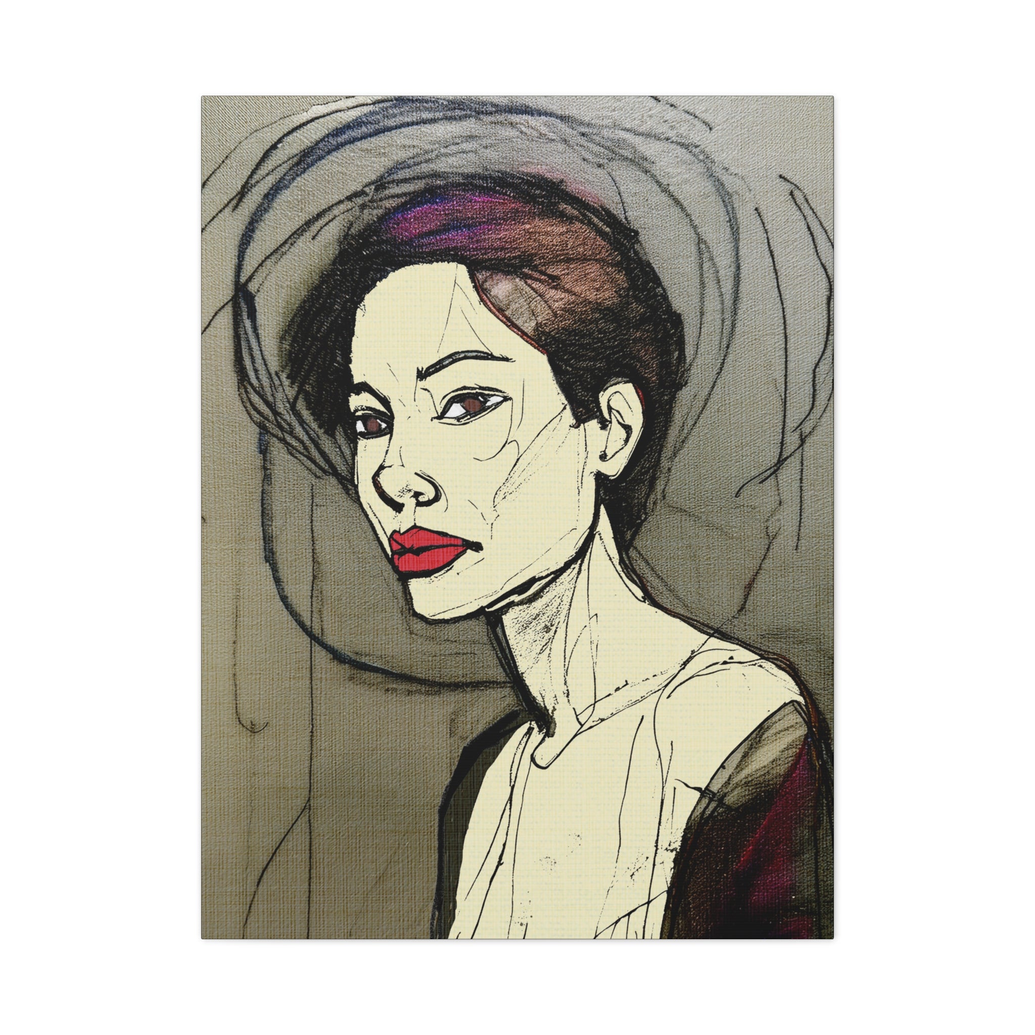 Abstract Woman Portrait Collaborative Modern Art Print Number One - Matte Canvas, Stretched, 1.25"