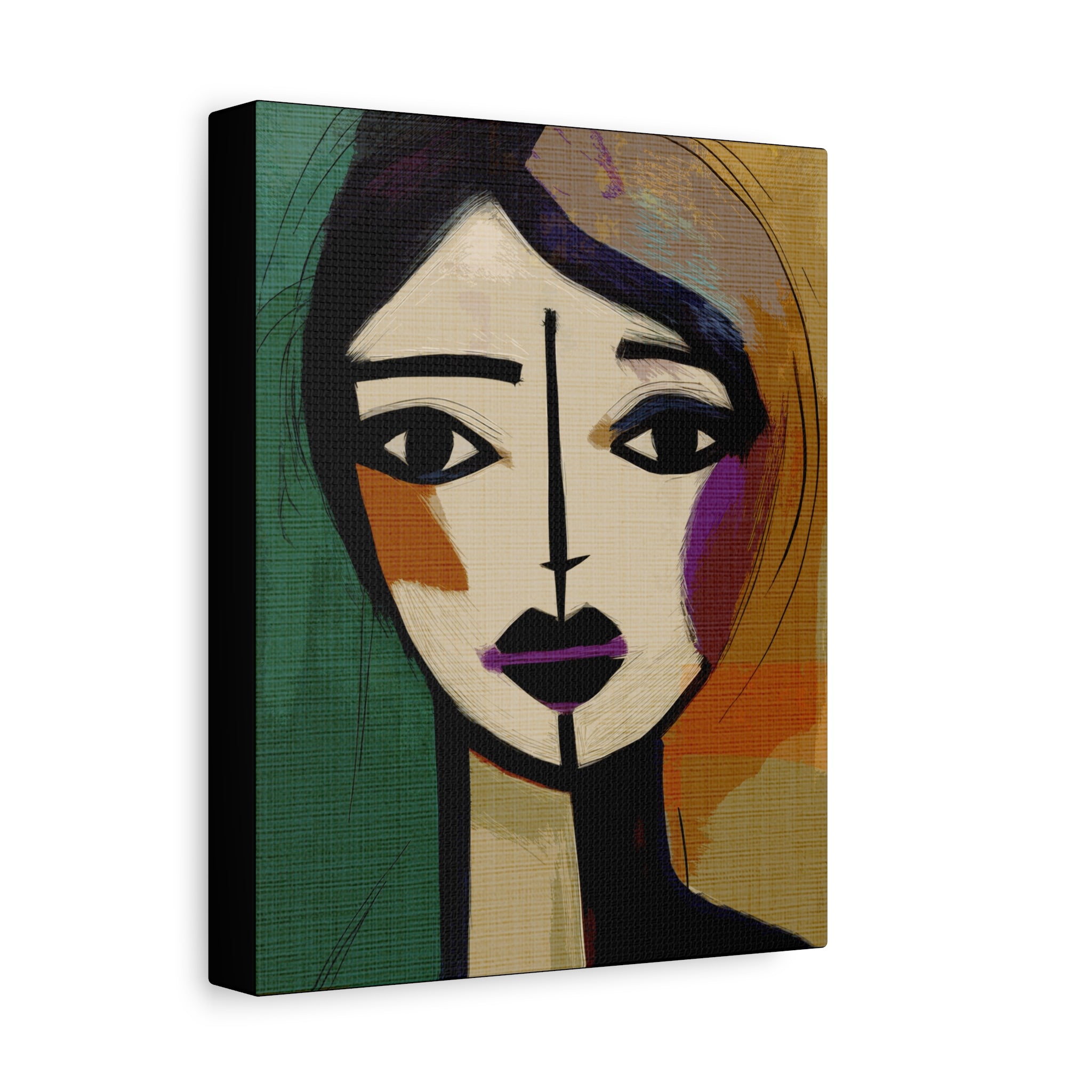 Abstract Midwest Mod Woman Portrait Apprehensive-  Matte Canvas, Stretched, 1.25"