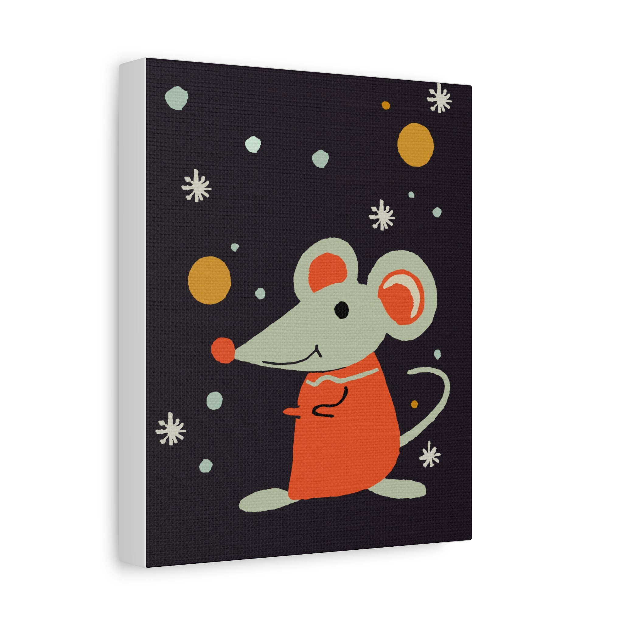 Midwest Mod Seasonal Winter Art Print Mouse in the Snow - Matte Canvas, Stretched, 1.25"