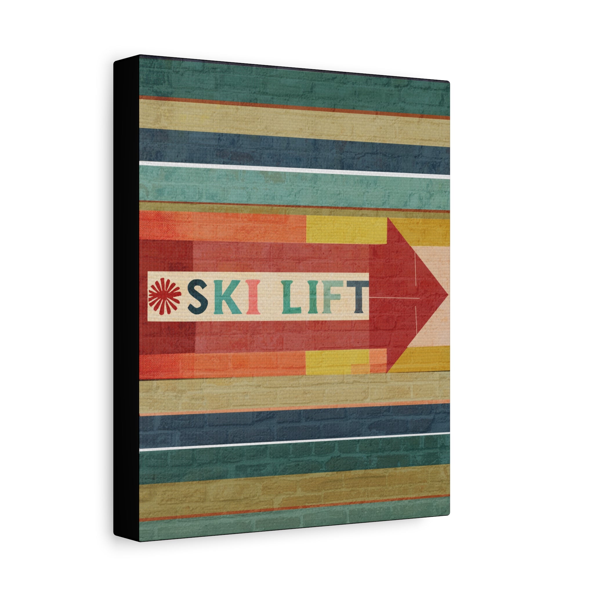 Midwest Mod Seasonal Winter Art Print Ski Lift Sign - Matte Canvas, Stretched, 1.25"