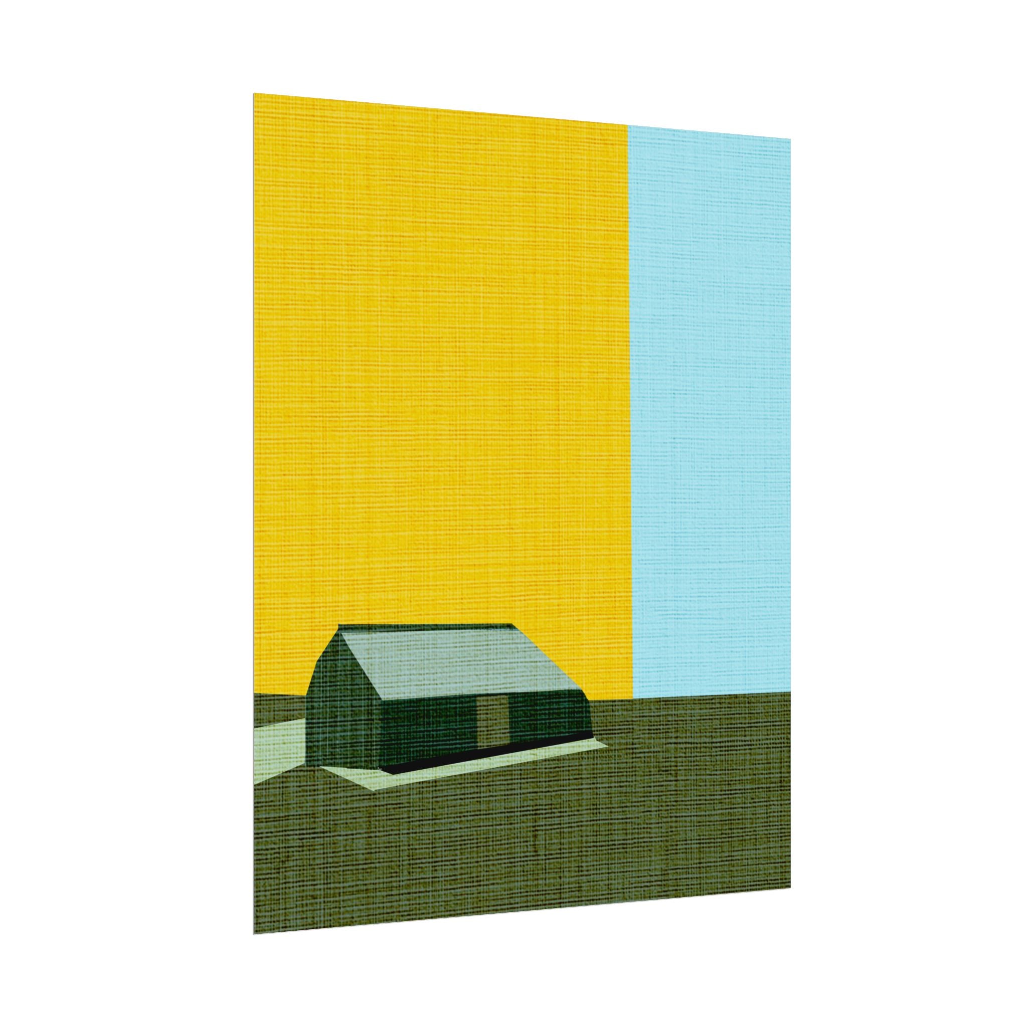 Midwest Modern Prairie Green Barn Landscape Print Rolled Poster | Wall Art, Midwest Mod, Prairie, Architecture