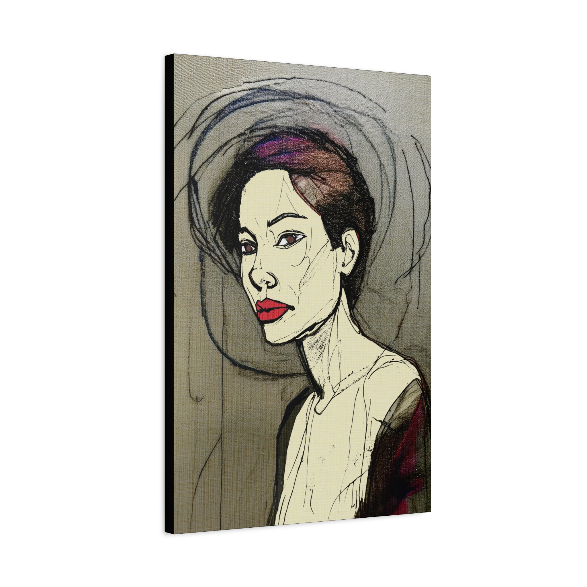 Abstract Woman Portrait Collaborative Modern Art Print Number One - Matte Canvas, Stretched, 1.25"