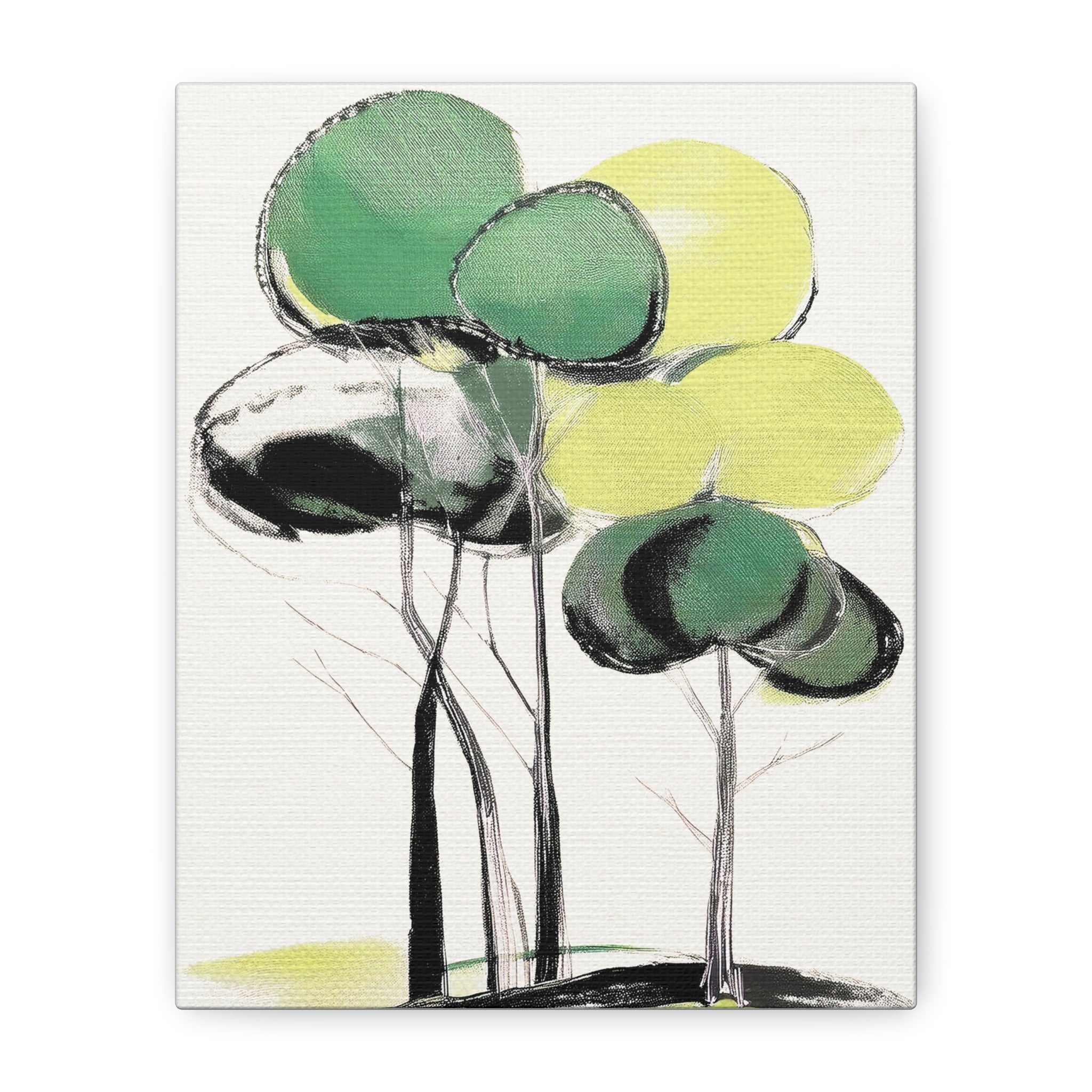 Green Trees Modern Landscape - Matte Canvas, Stretched, 1.25"