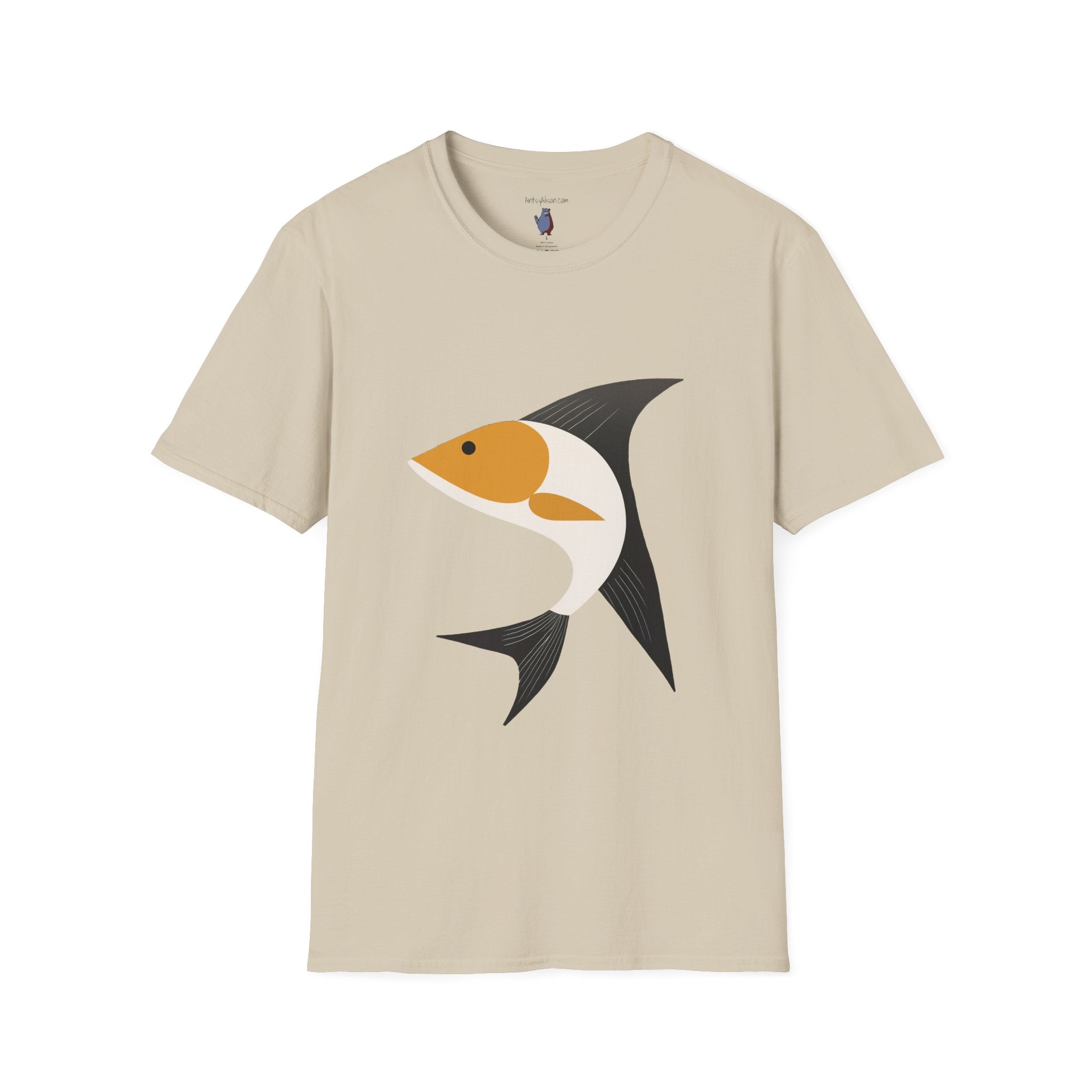 Bold Leaping Fish Graphic Art Tee - 100% Cotton T-Shirt