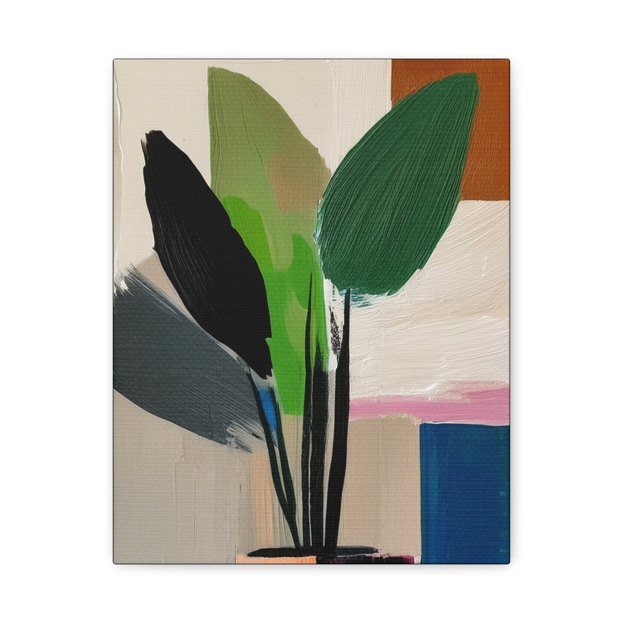 Midwest Mod Abstract Houseplant Plant Art Print No. 400 - Matte Canvas, Stretched, 1.25"