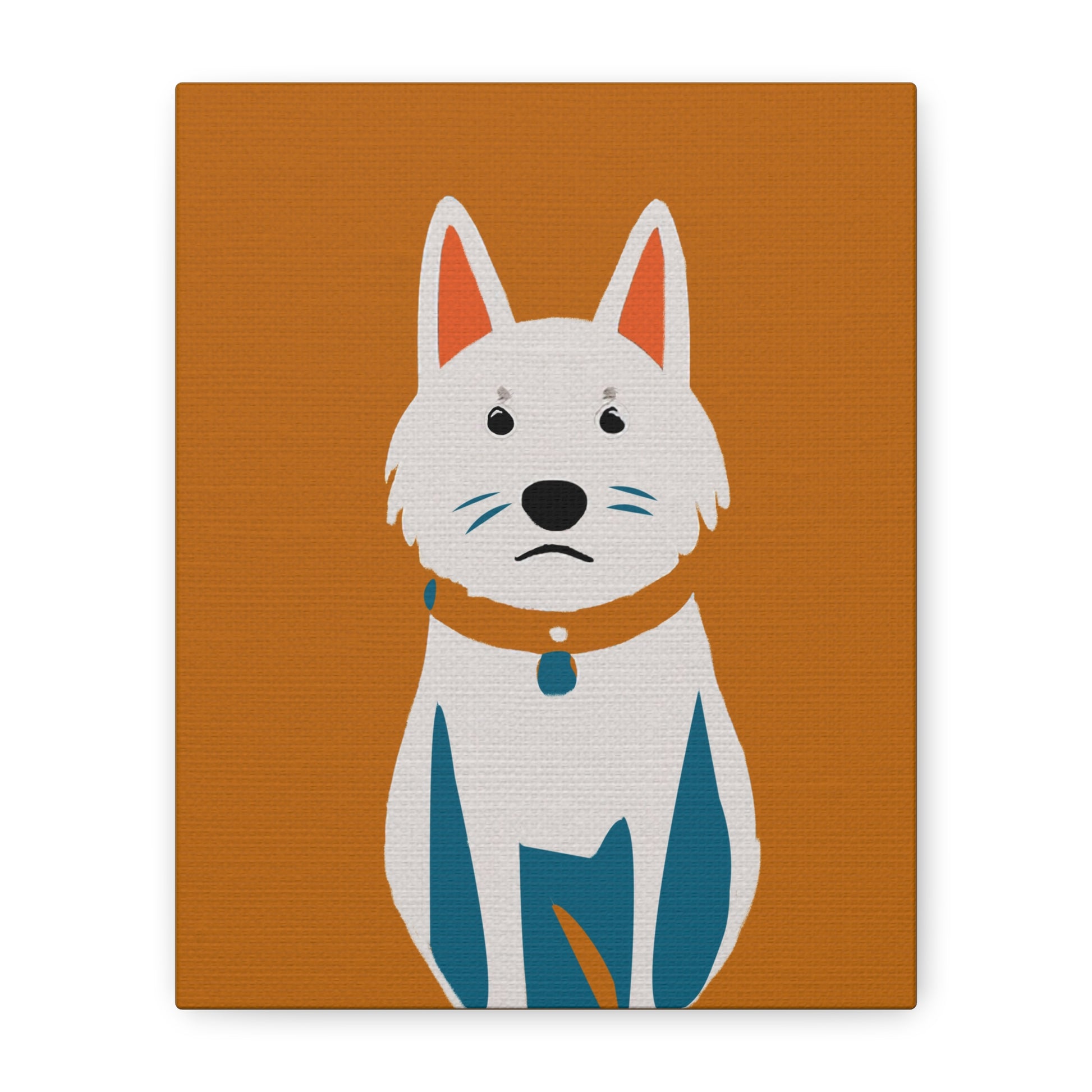 Midwest Modern Retro Sitting Dog Pup Print - Matte Canvas, Stretched, 1.25"