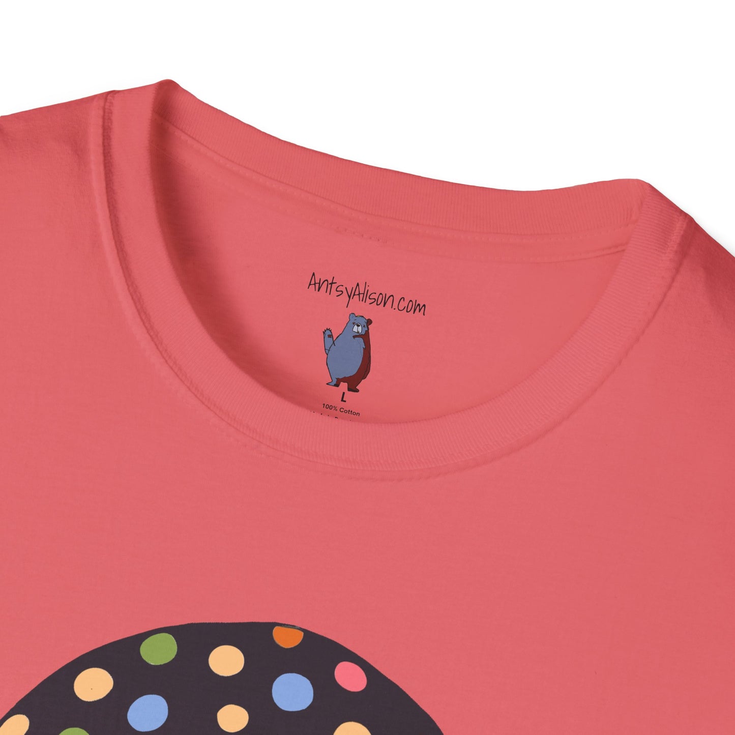 Multi Color Polka Dot Mushroom Graphic Art Tee - 100% Cotton T-Shirt