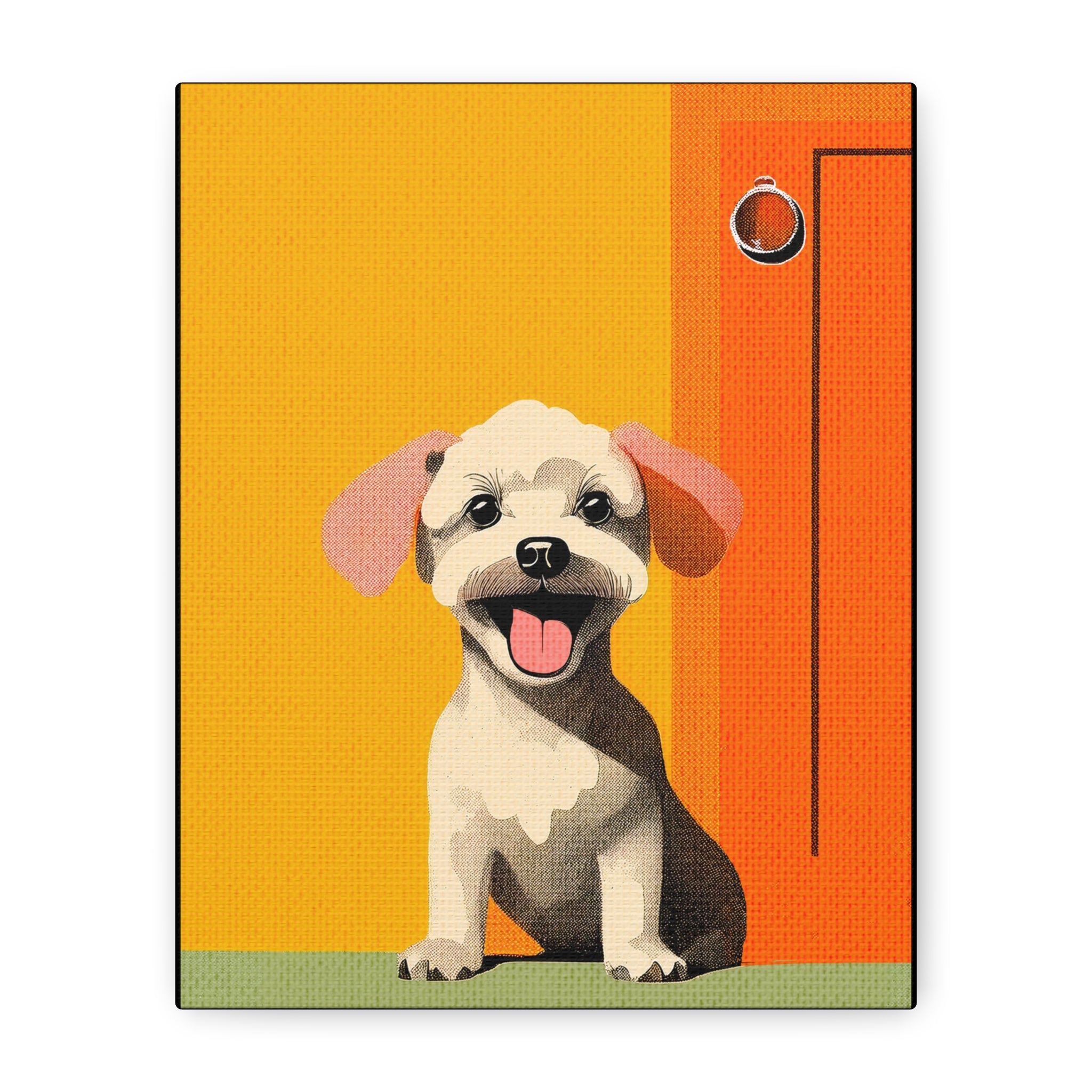 Midwest Mod Happy Dog Art Print  - Matte Canvas, Stretched, 1.25"