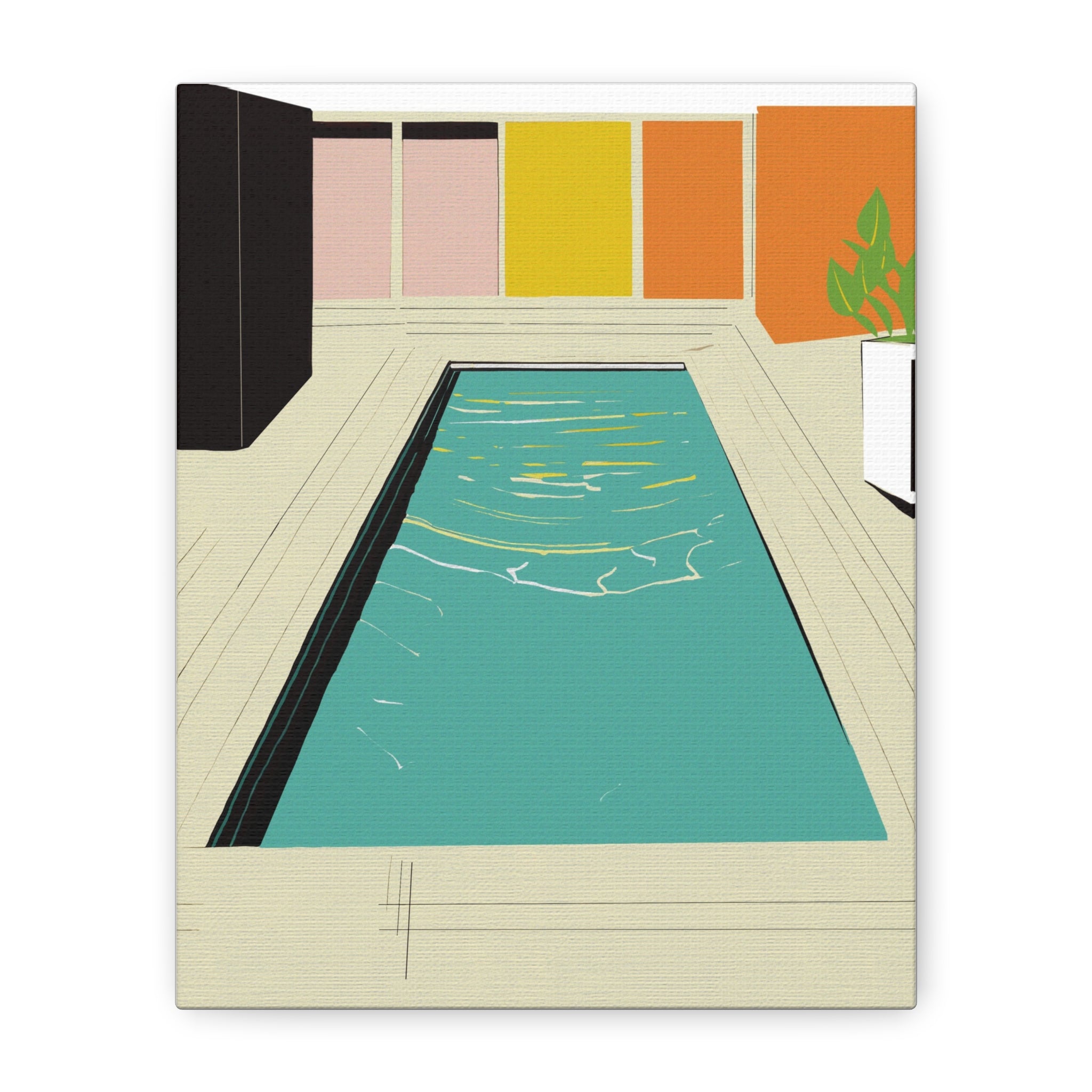 Mid Century Modern Inspired Pool Number Three - Matte Canvas, Stretched, 1.25"