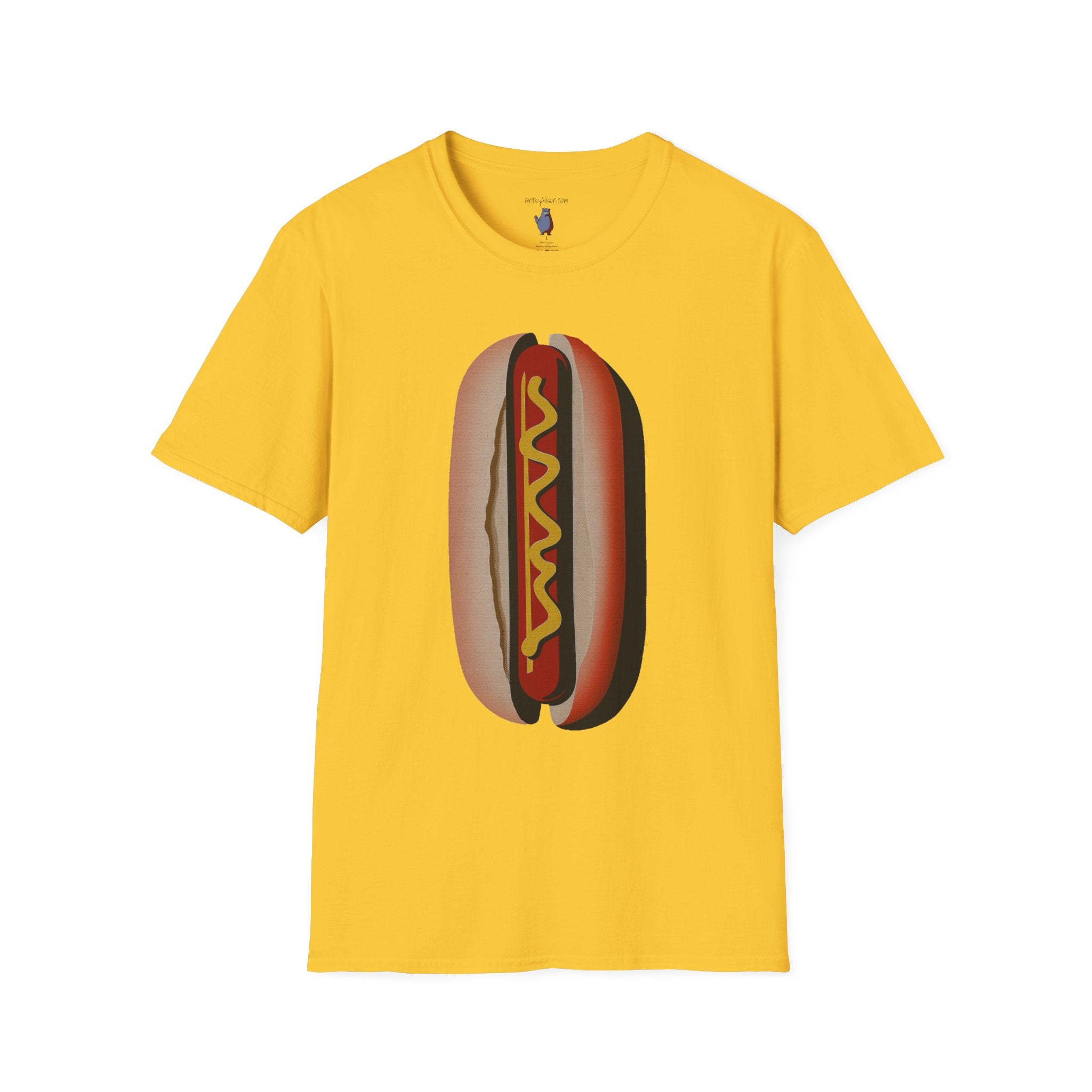Hot Dog Graphic Art Tee - 100% Cotton T-Shirt