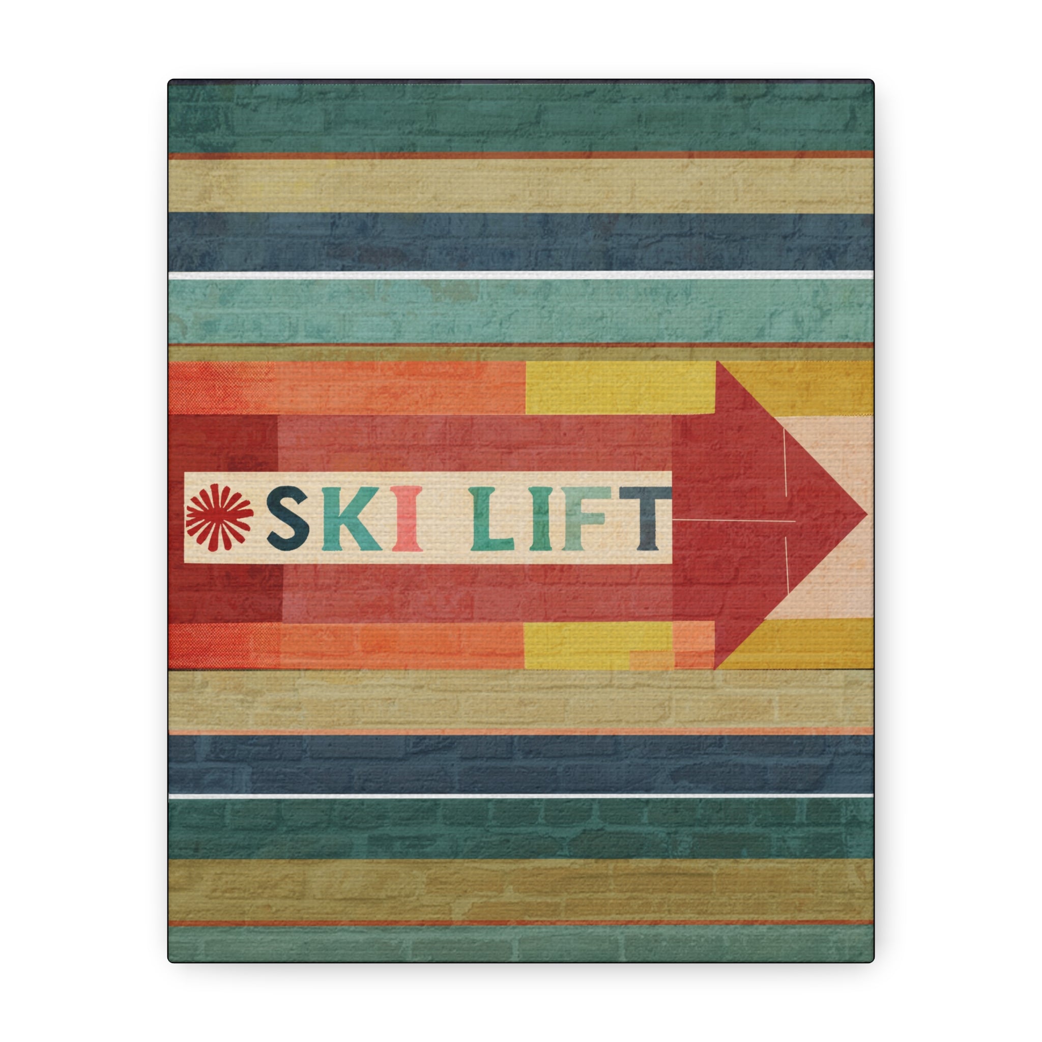 Midwest Mod Seasonal Winter Art Print Ski Lift Sign - Matte Canvas, Stretched, 1.25"