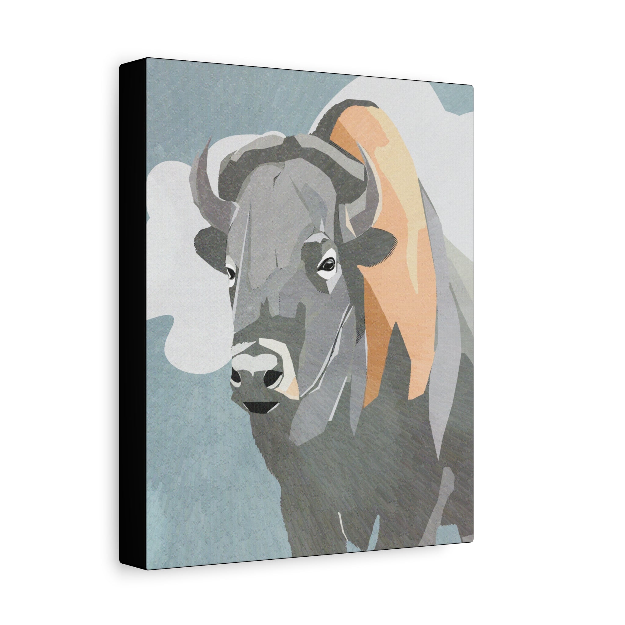 Bison Love - Modern Abstract Bison Buffalo Portrait - Matte Canvas, Stretched, 1.25"