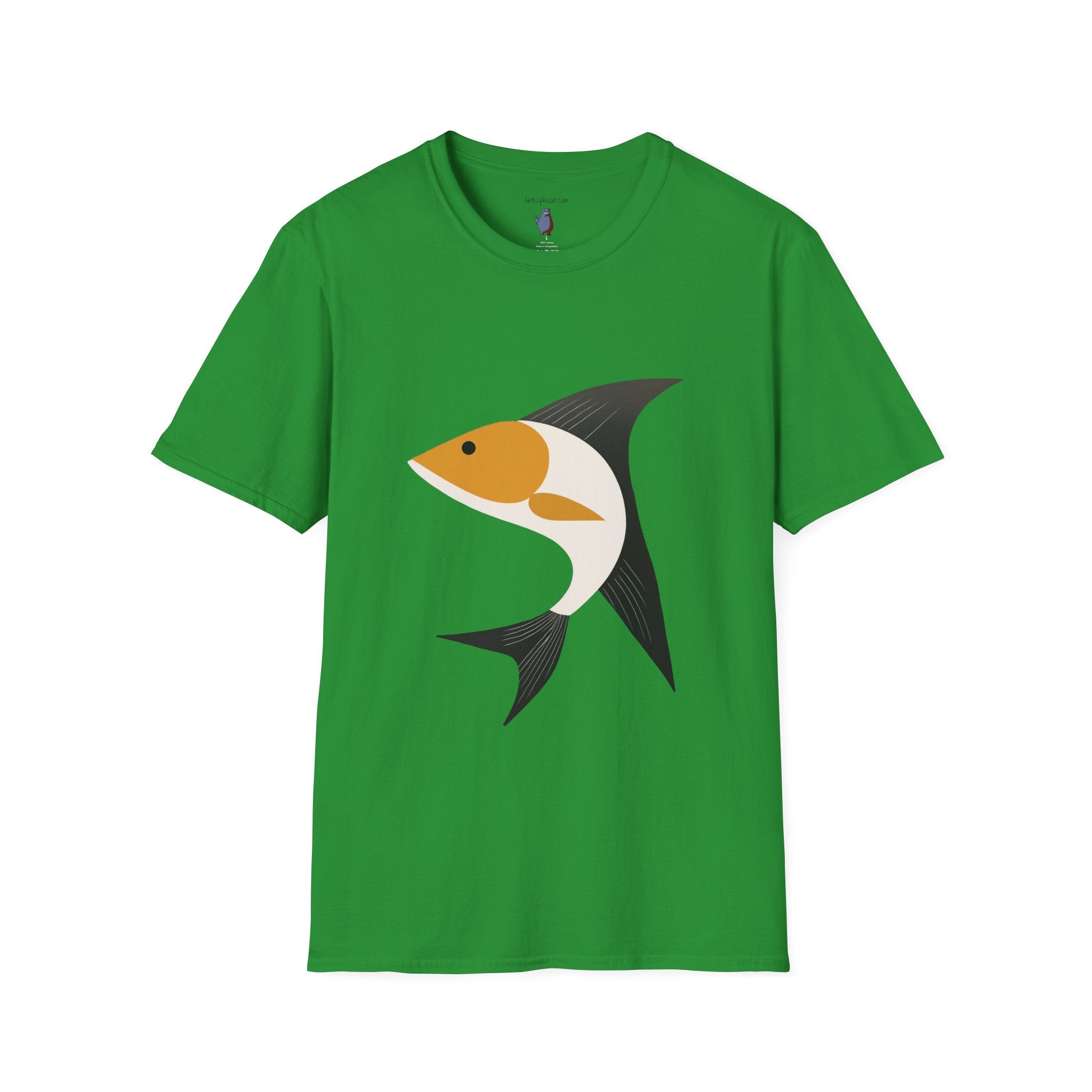 Bold Leaping Fish Graphic Art Tee - 100% Cotton T-Shirt