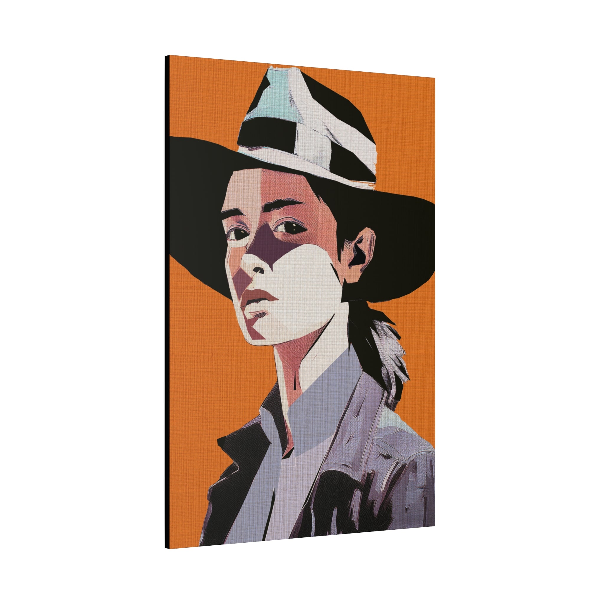 Abstract Cowgirl Portrait Collaborative Modern Art Print - Matte Canvas, Stretched, 1.25"
