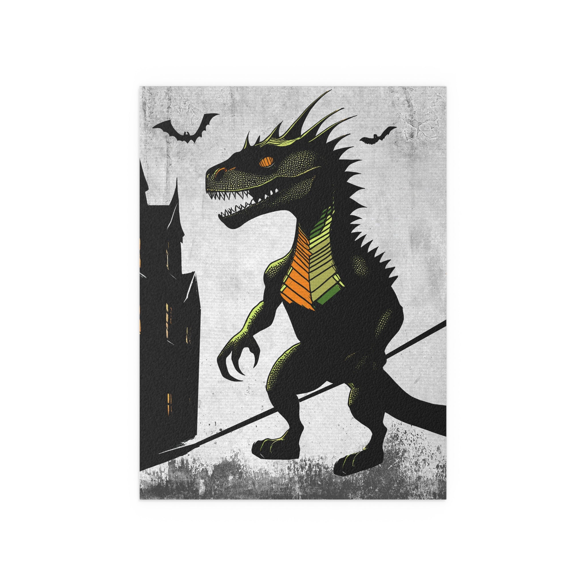 Midwest Mod Godzilla Monster Seasonal Silk Poster, Indoor and Outdoor Decor, Unique Home Decor, Seasonal Decor, Halloween, godzilla creature