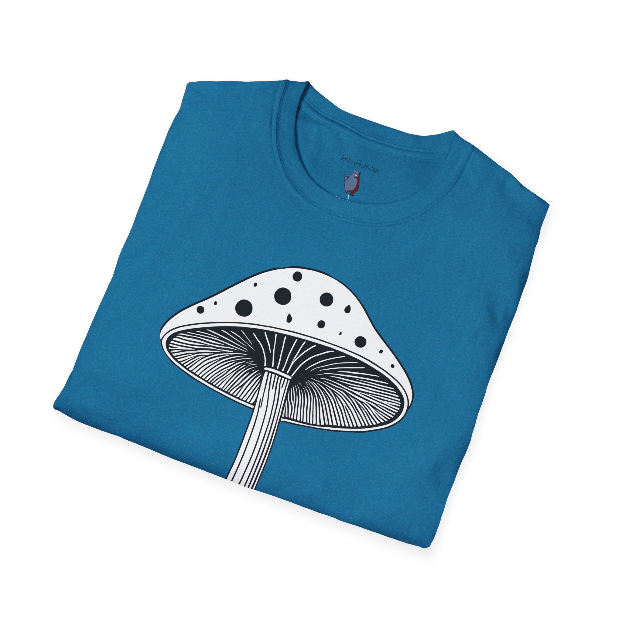 Black and White Mushroom Graphic Art Tee - 100% Cotton T-Shirt