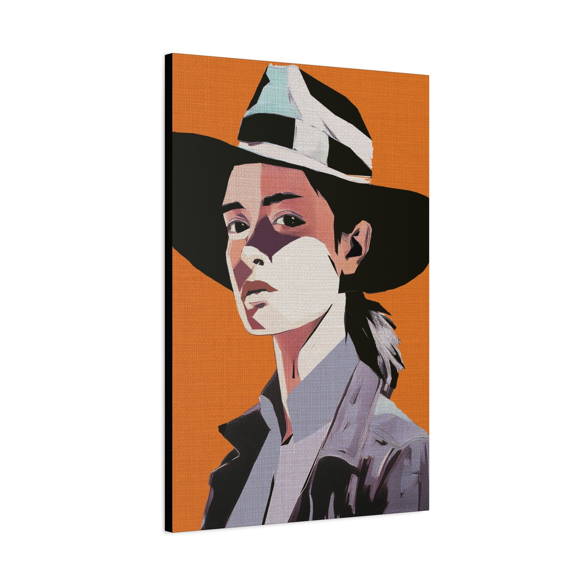 Abstract Cowgirl Portrait Collaborative Modern Art Print - Matte Canvas, Stretched, 1.25"